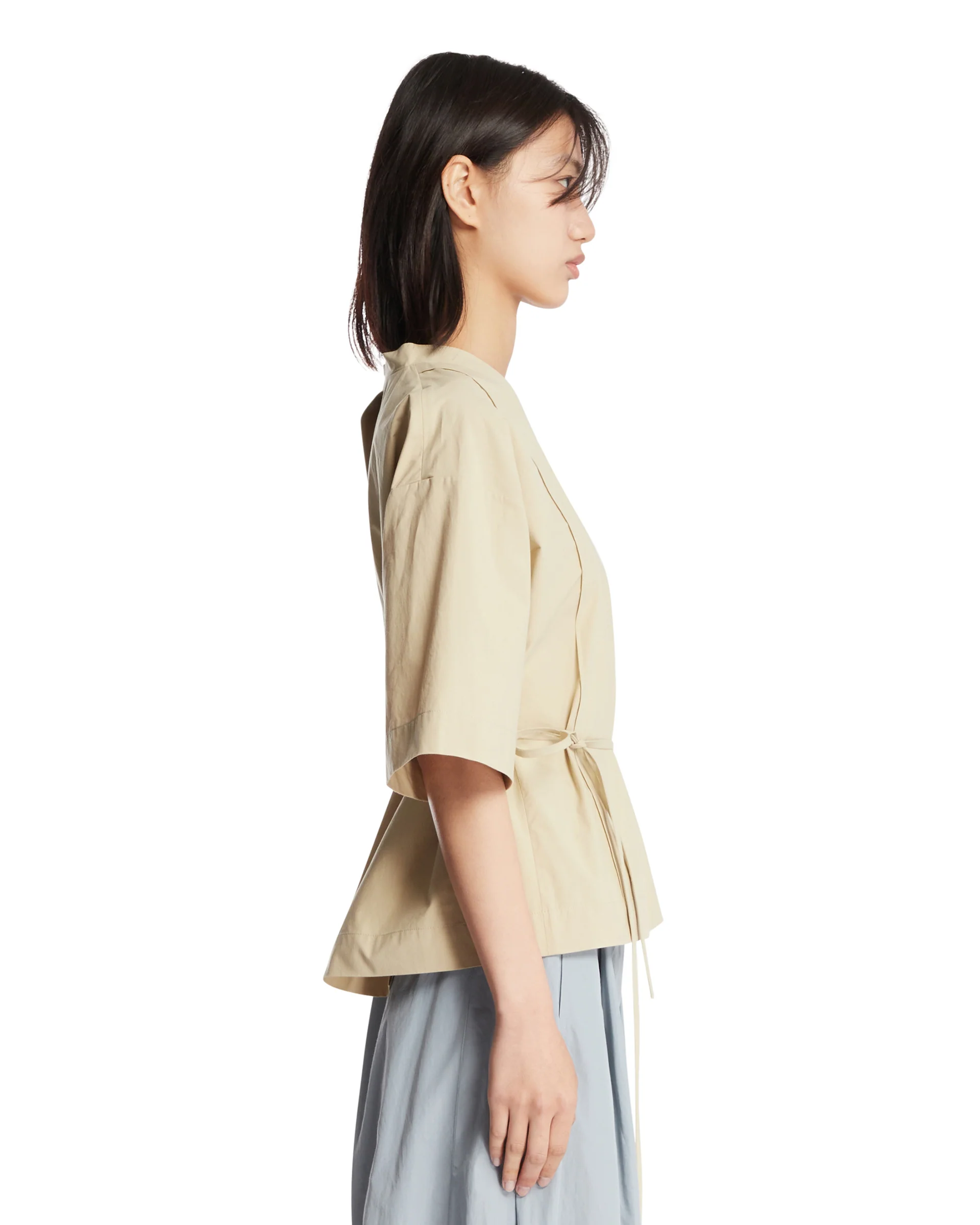 Top In Cotone Con Cintura Beige - Image 4