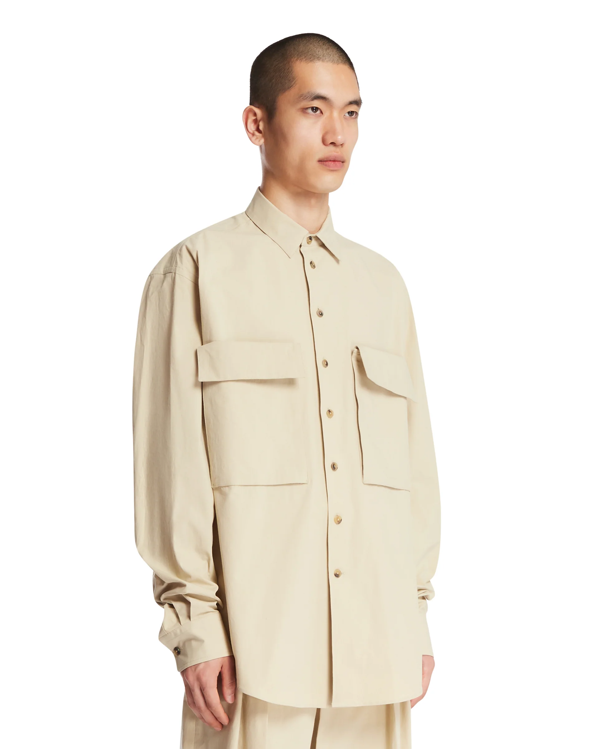 Camicia Con Tasche In Cotone Beige - Image 2