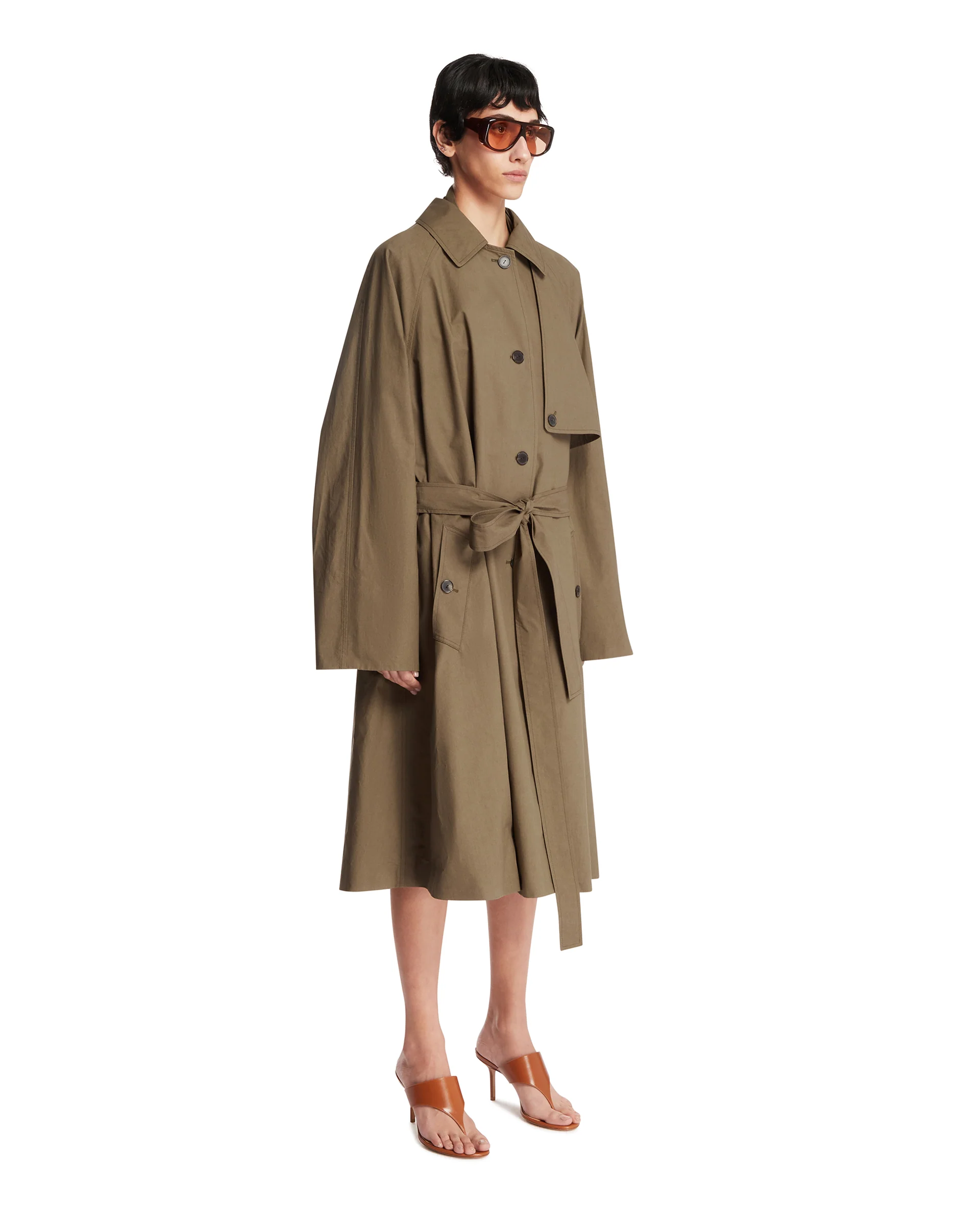 Trench Oversize In Seta Marrone - Image 2