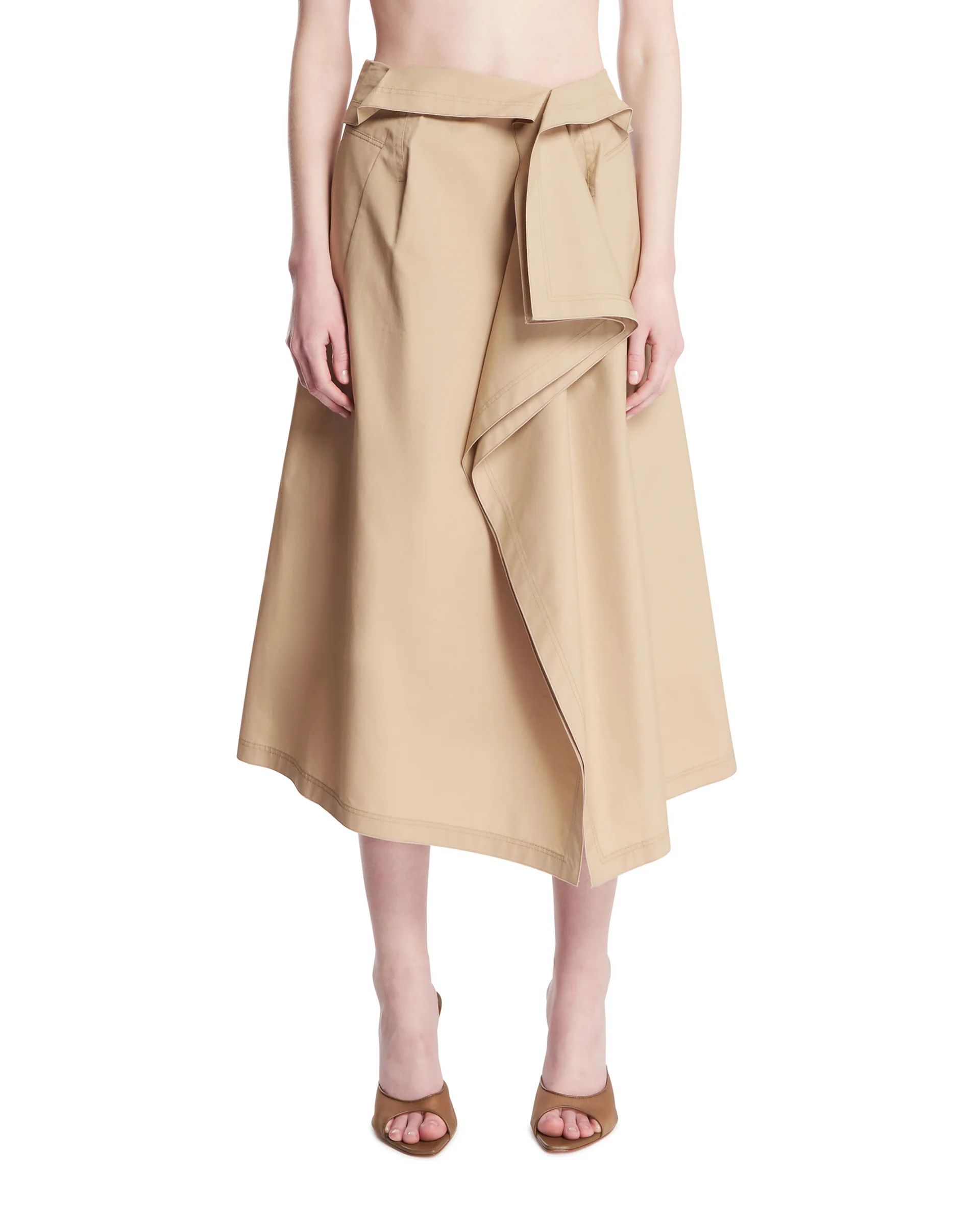 Gonna Waterfall Drappeggiata Beige