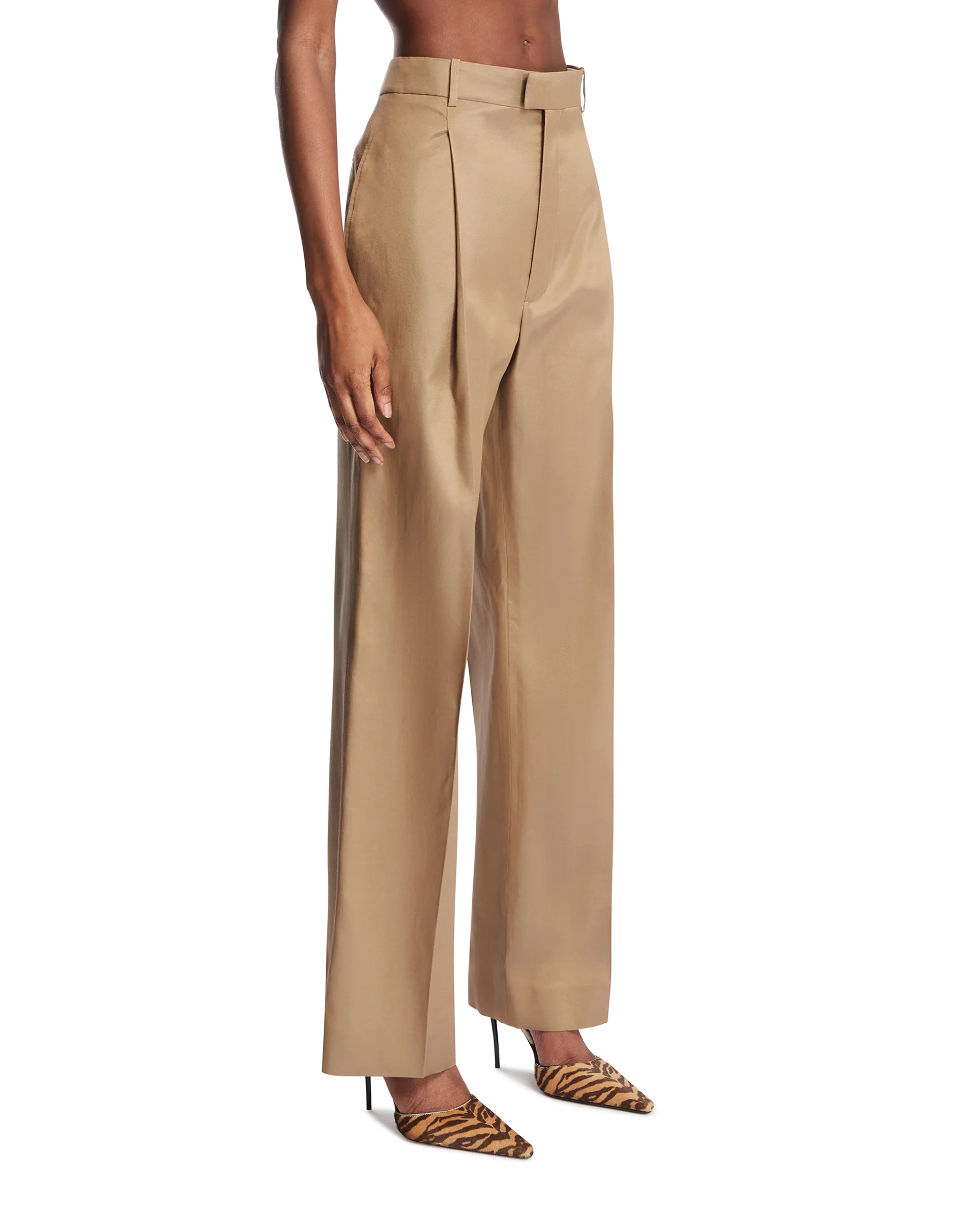 Pantaloni In Seta E Lana Beige - Image 2