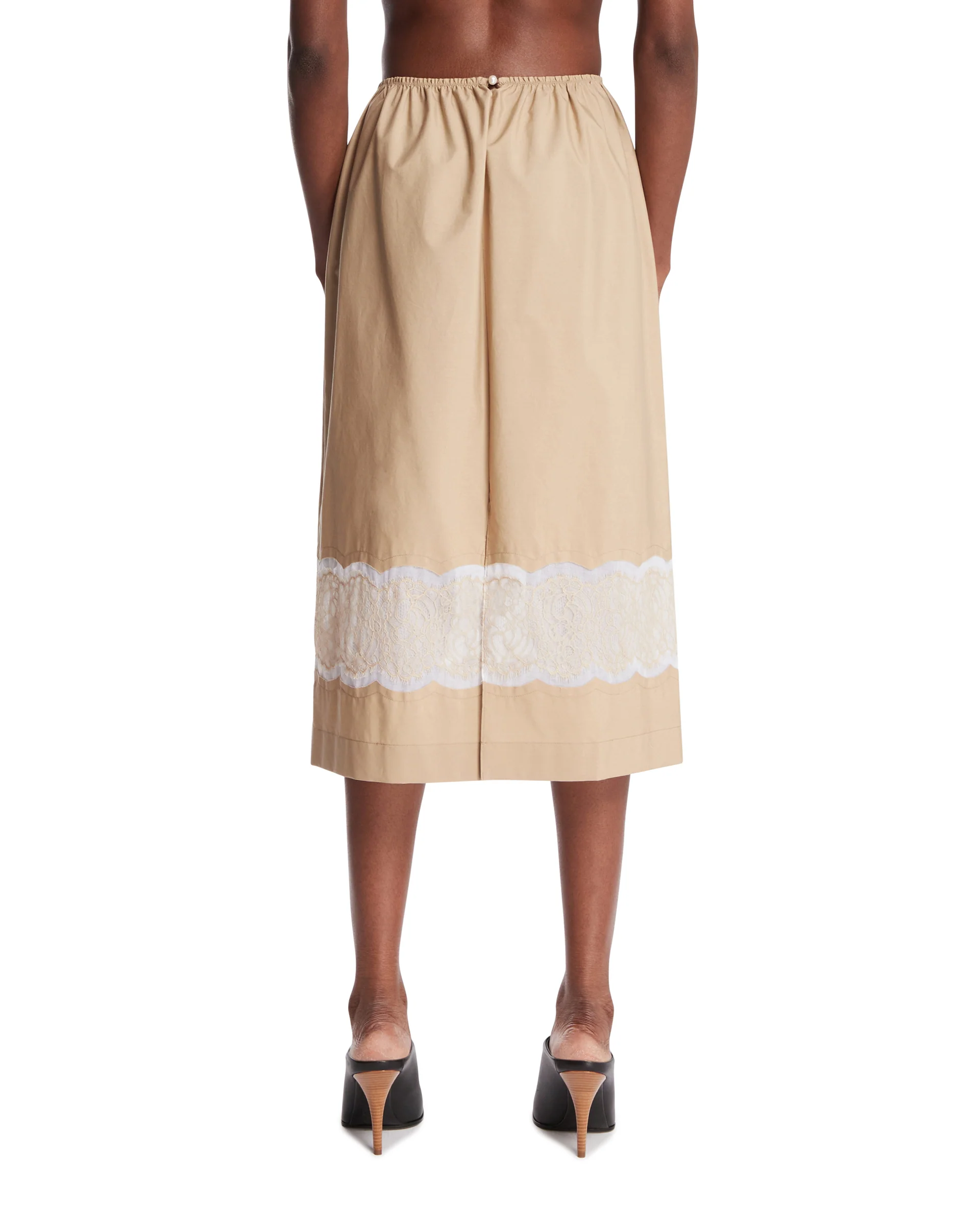 Gonna Con Inserti In Pizzo Beige - Image 5