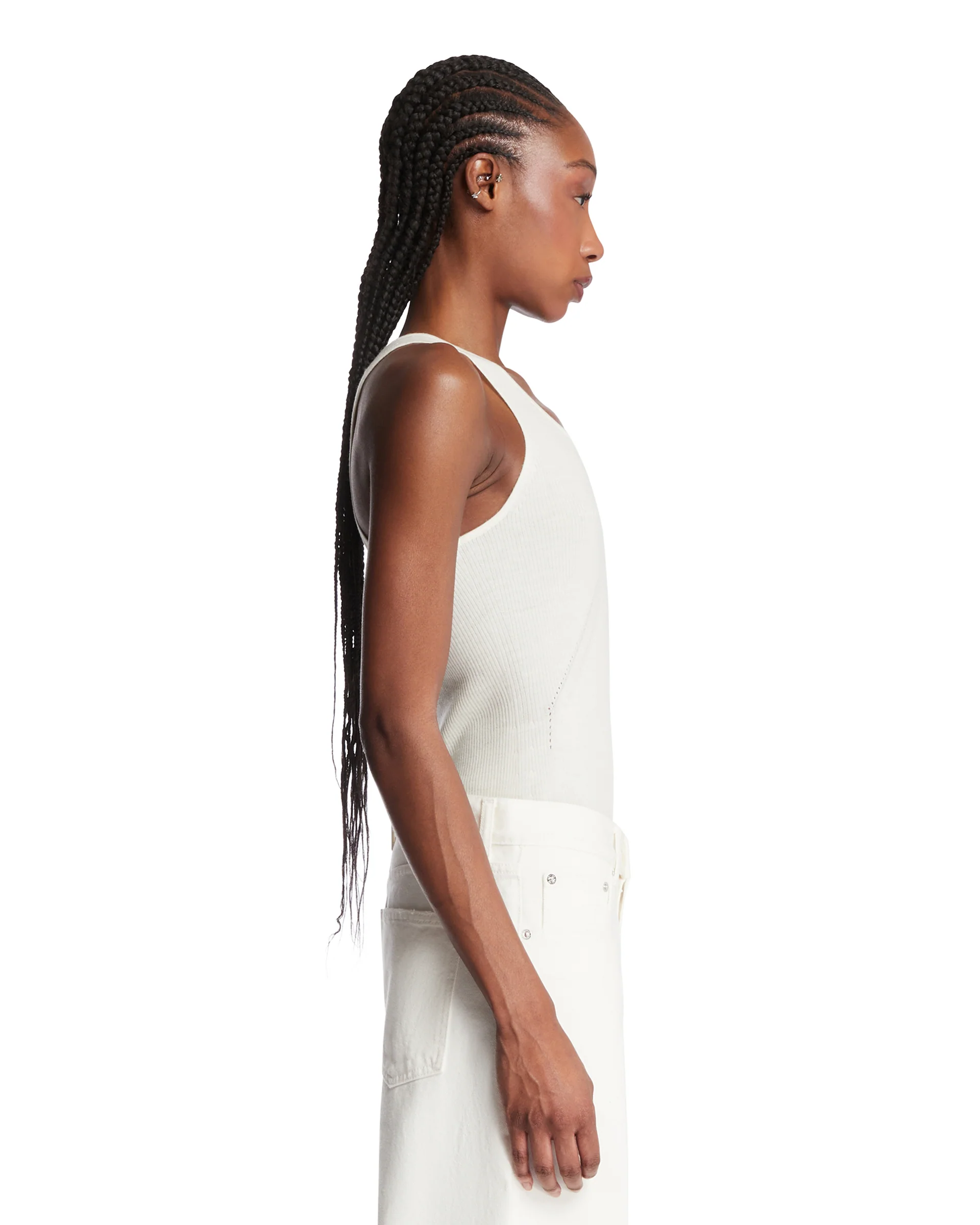 Racer Top In Lana Bianco - Image 4