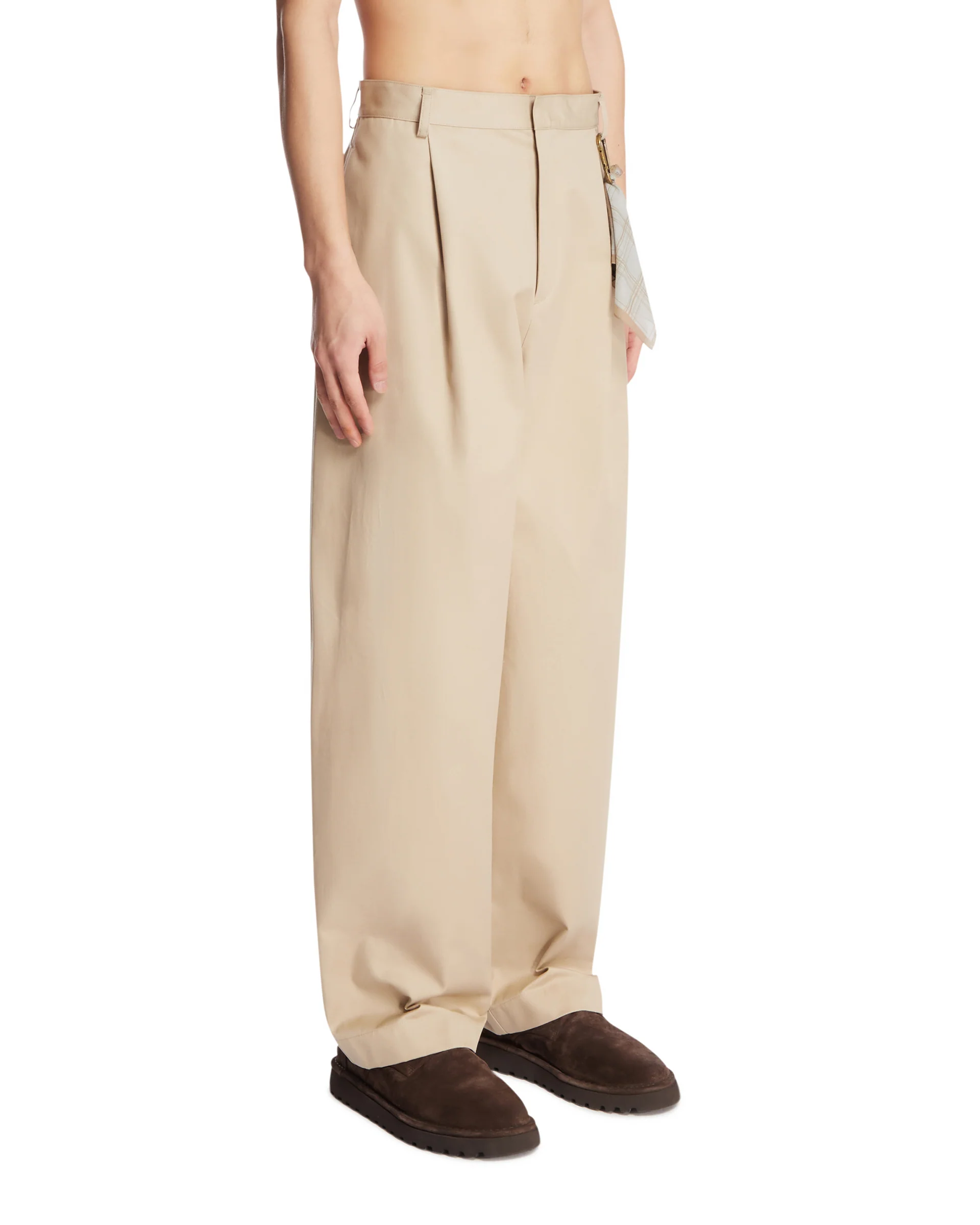 Pantaloni A Gamba Ampia Beige - Image 2