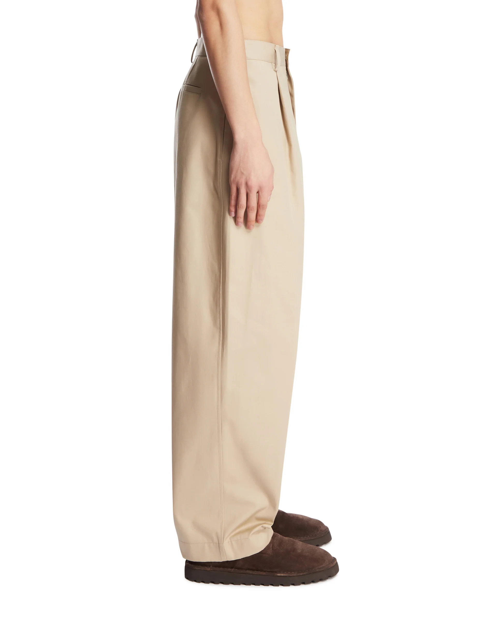 Pantaloni A Gamba Ampia Beige - Image 4