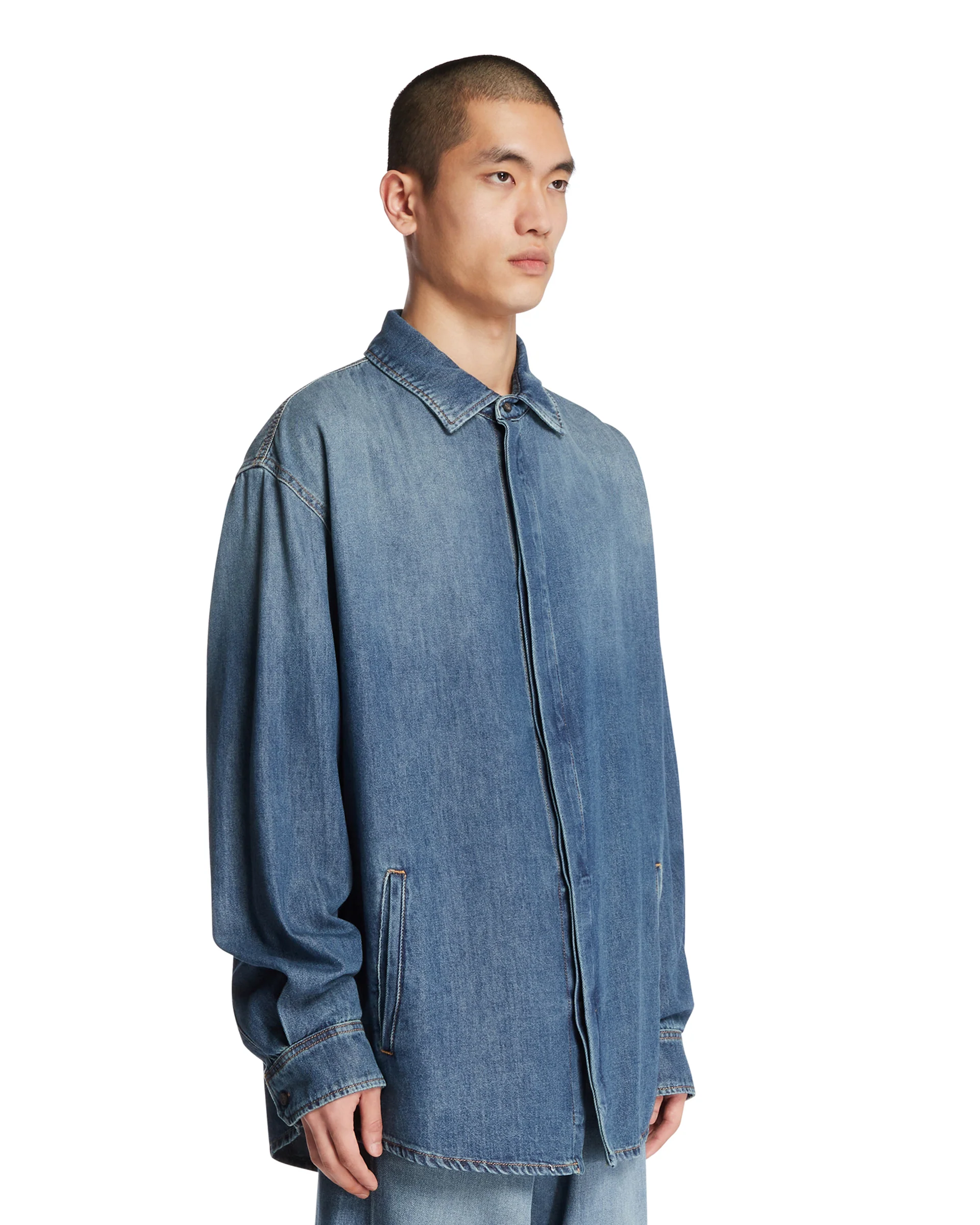 Camicia In Denim Con Tasche Blu - Image 2