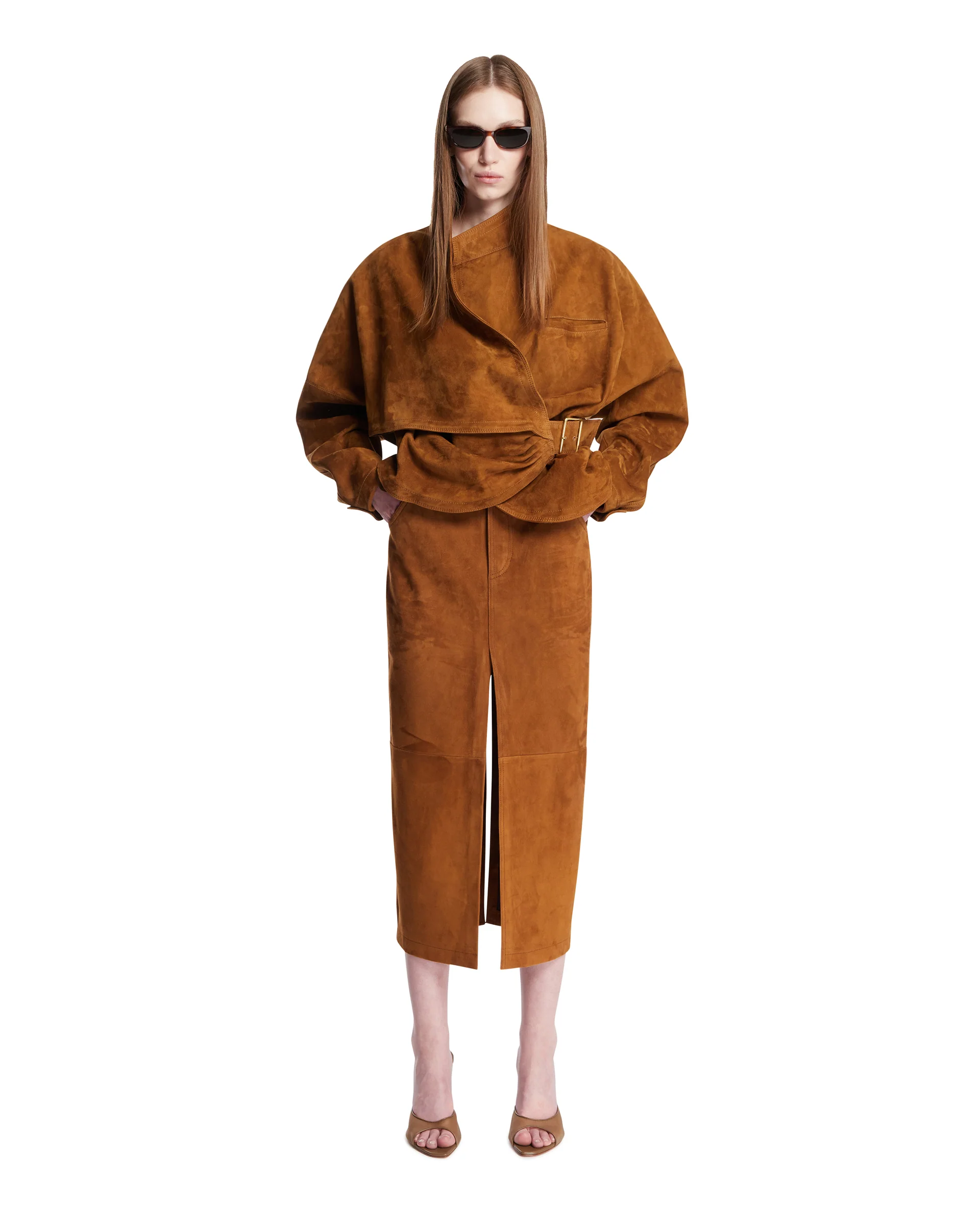 Giacca In Suede Cindy Marrone - Image 3