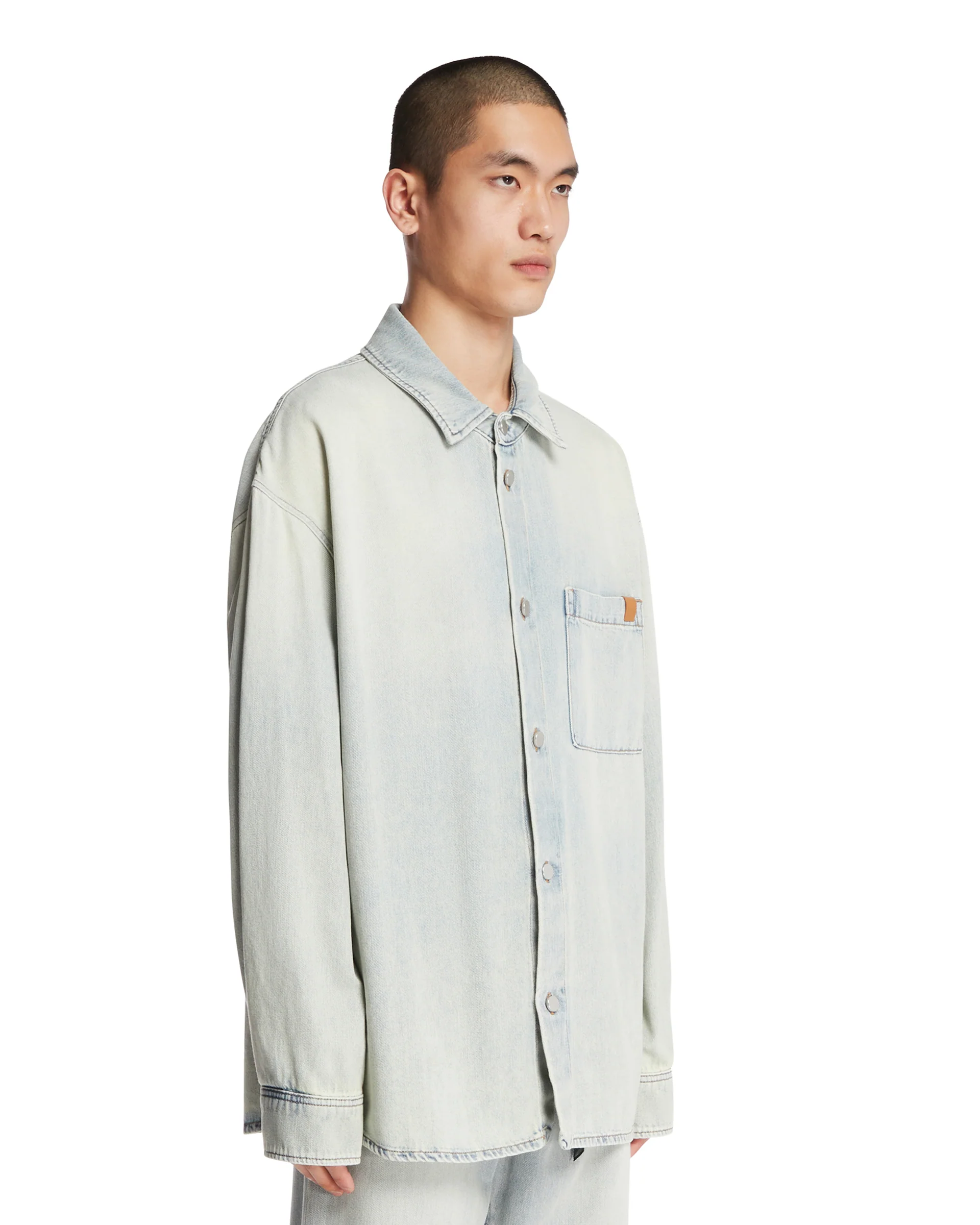 Camicia In Denim Con Tasca Azzurra - Image 2
