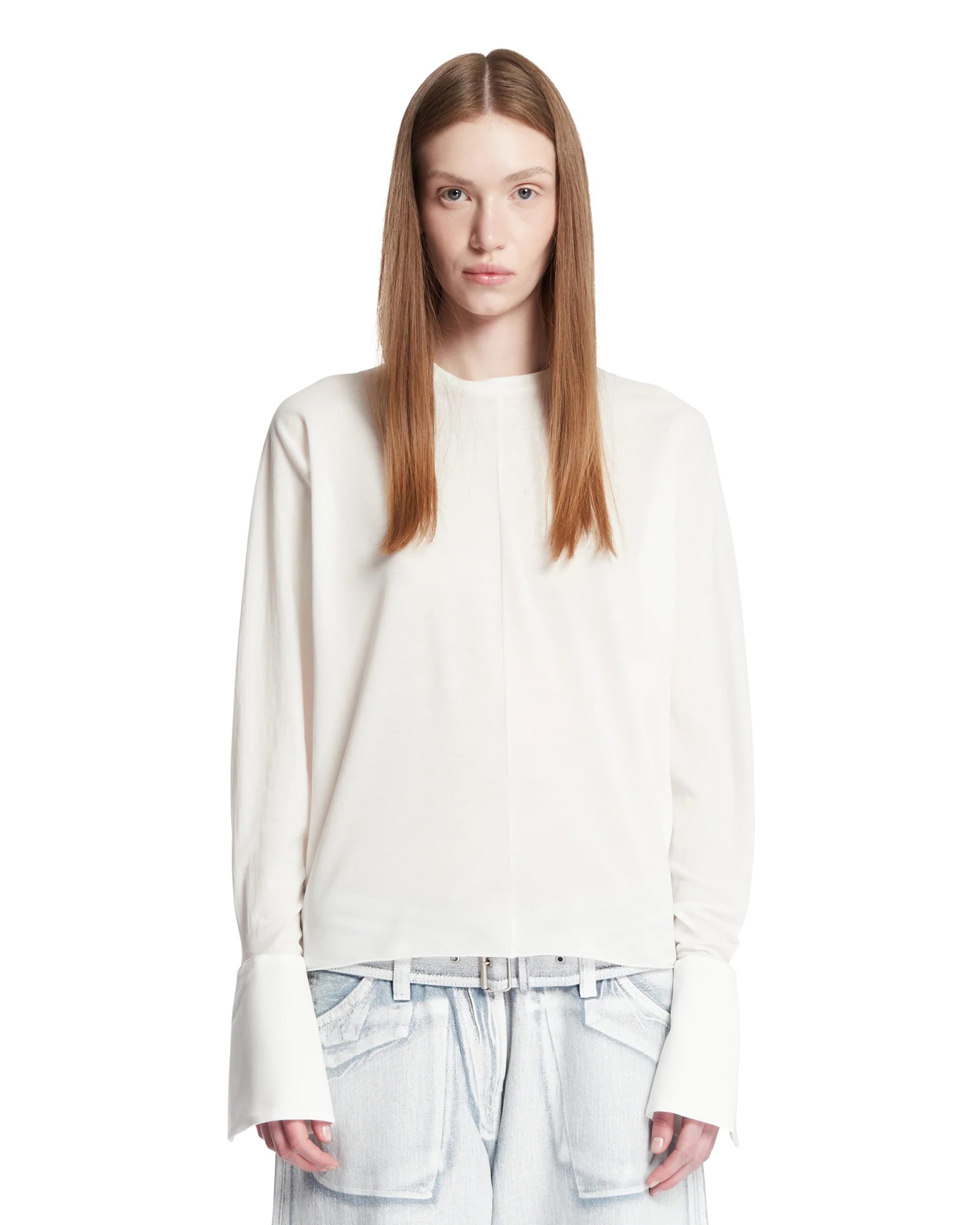T-Shirt Con Maxi Polsini Bianca