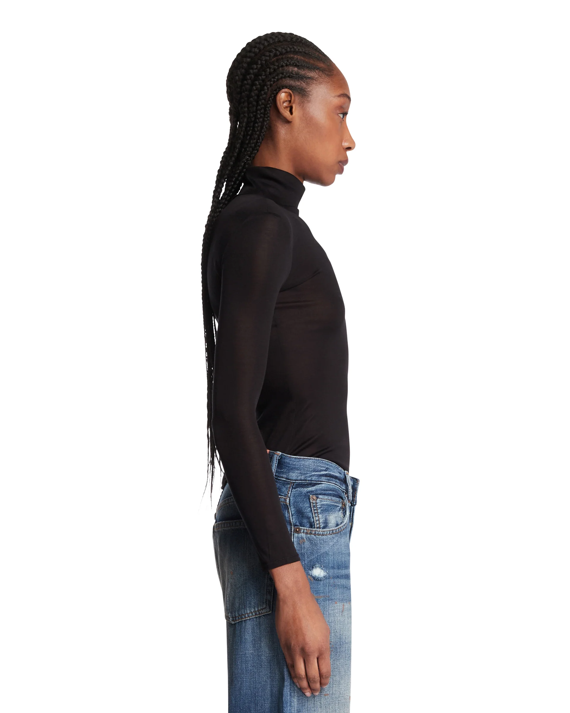 Top In Seta Trasparente Nero - Image 4
