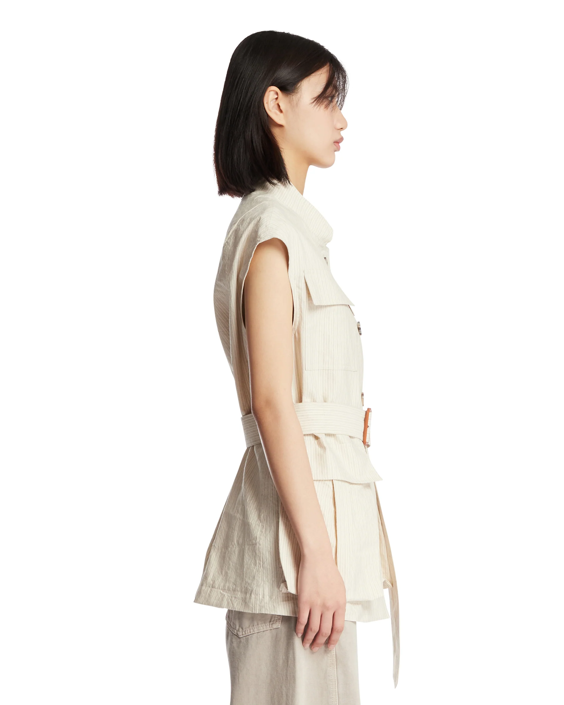 Gilet Con Cintura Beige - Image 4