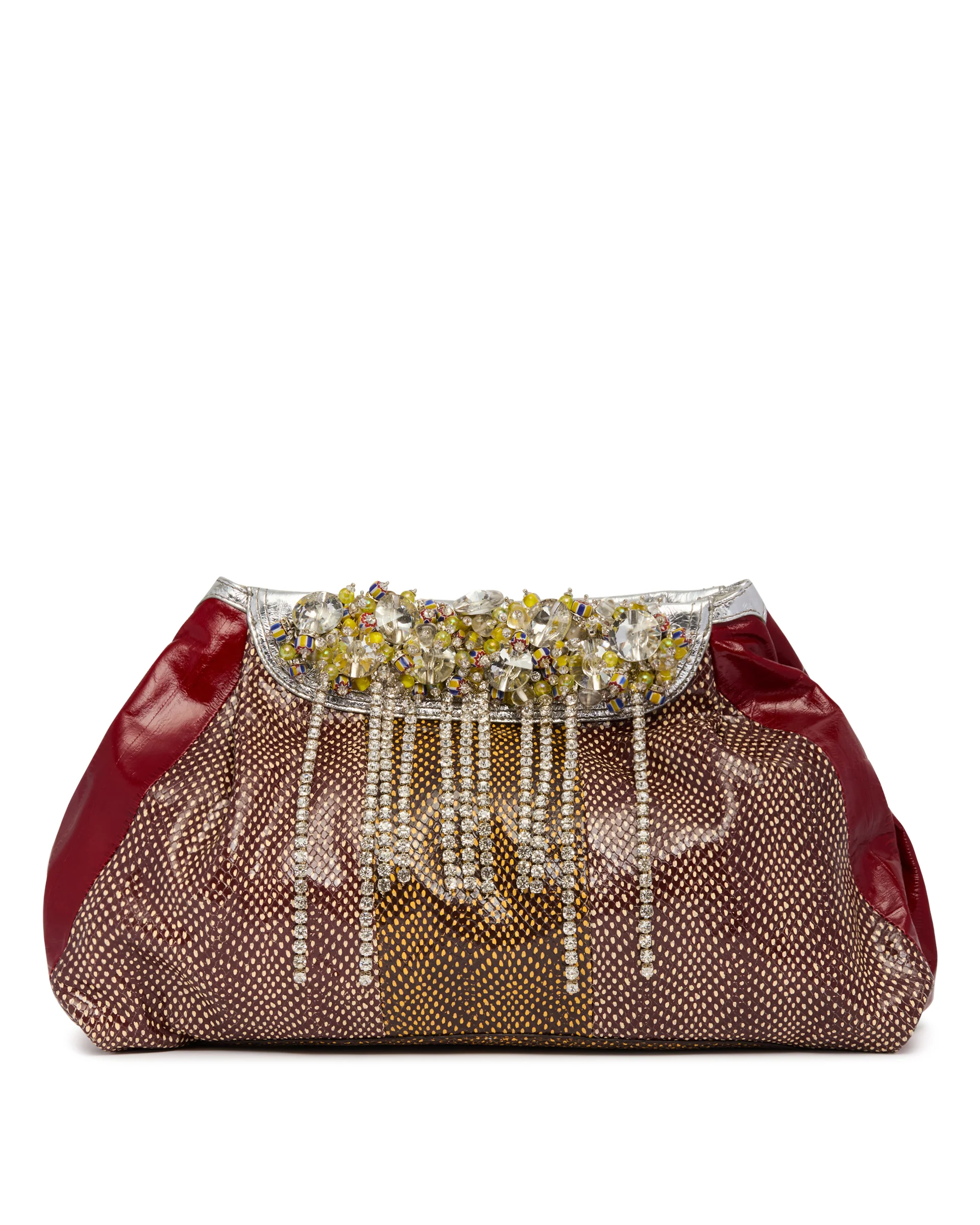 Clutch In Pelle Con Decorazioni Multicolor