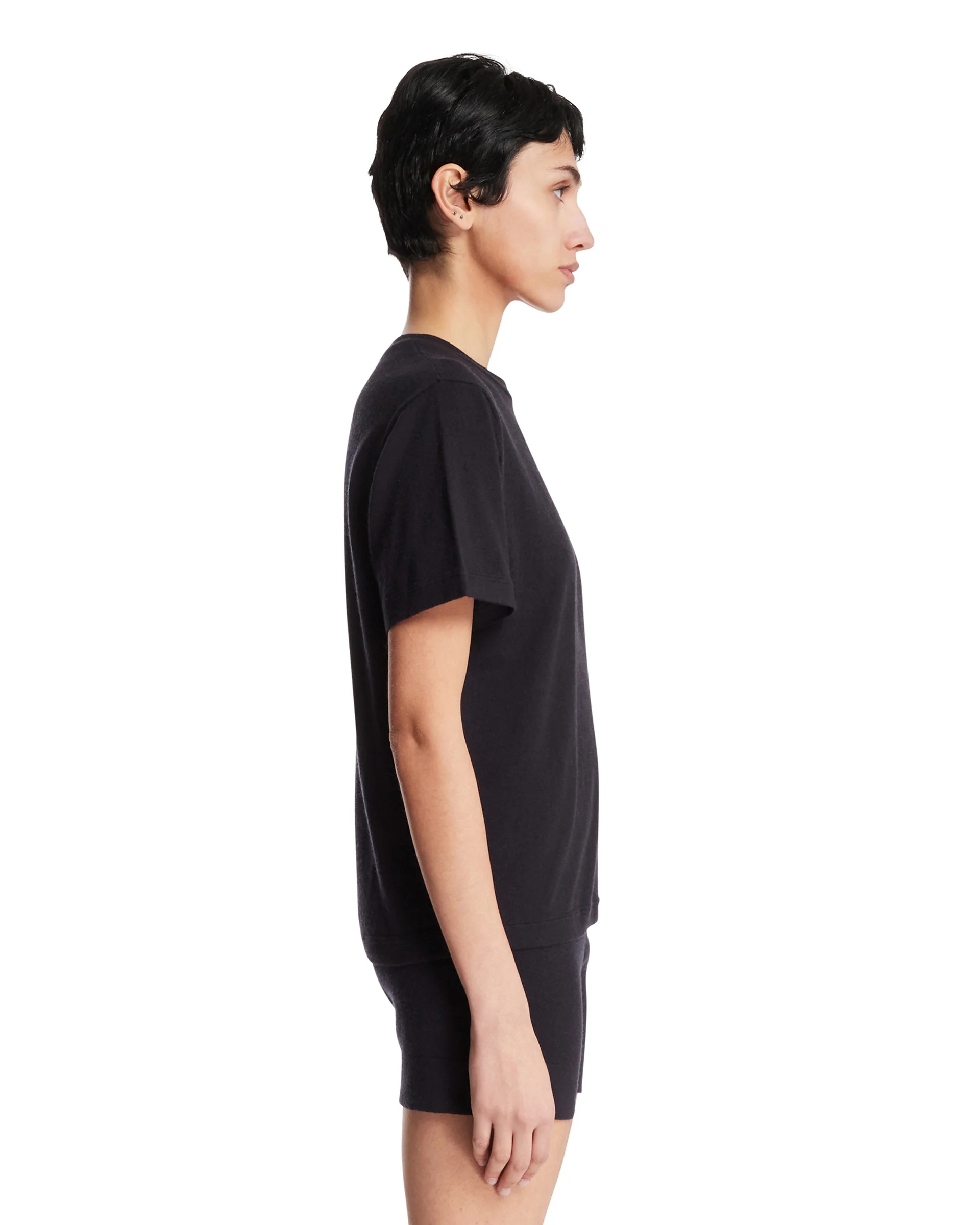T-Shirt Basic In Cotone E Cashmere Blu - Image 4