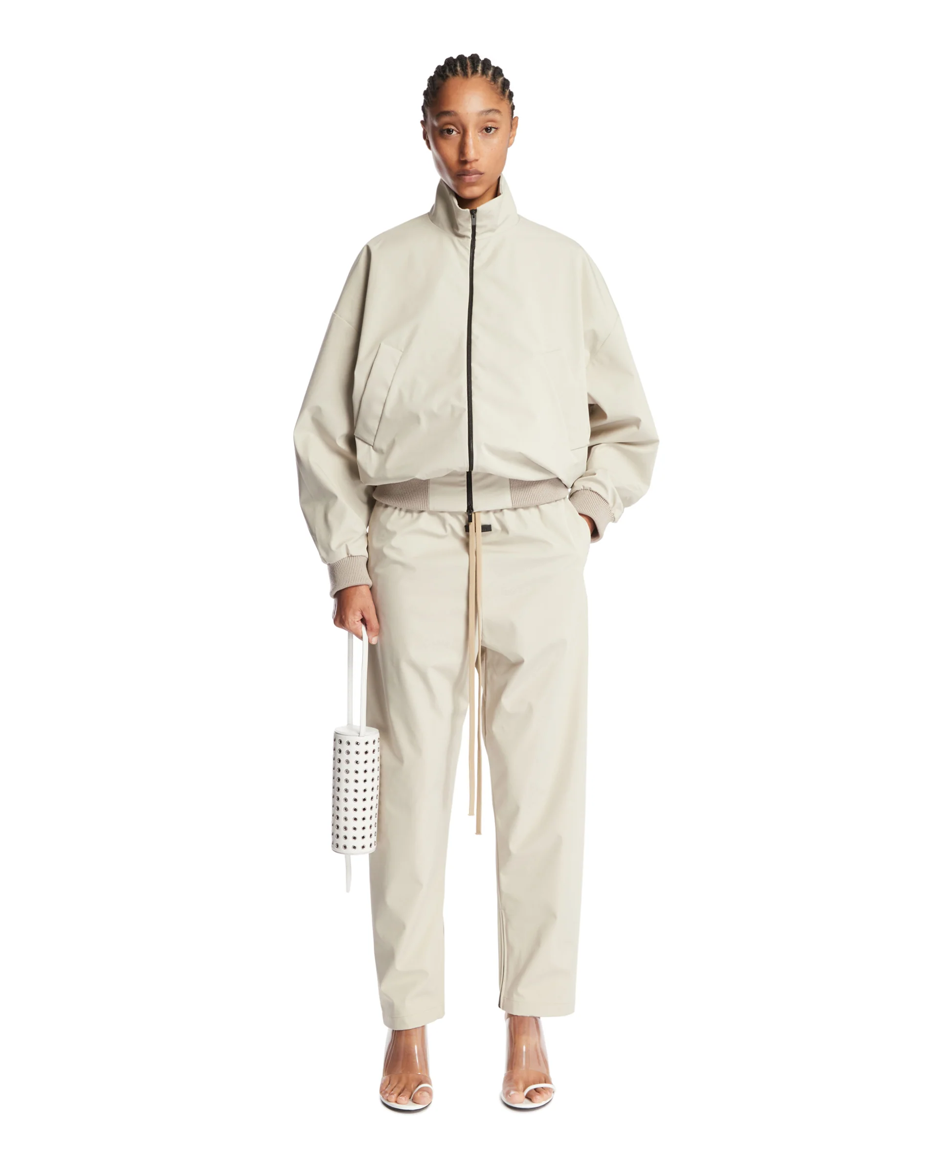 Giacca Bomber Con Zip Beige - Image 3