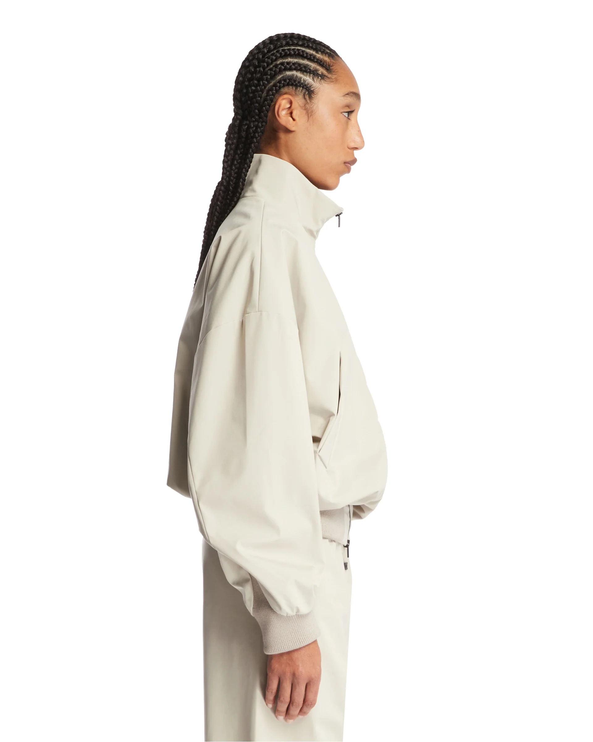 Giacca Bomber Con Zip Beige - Image 4