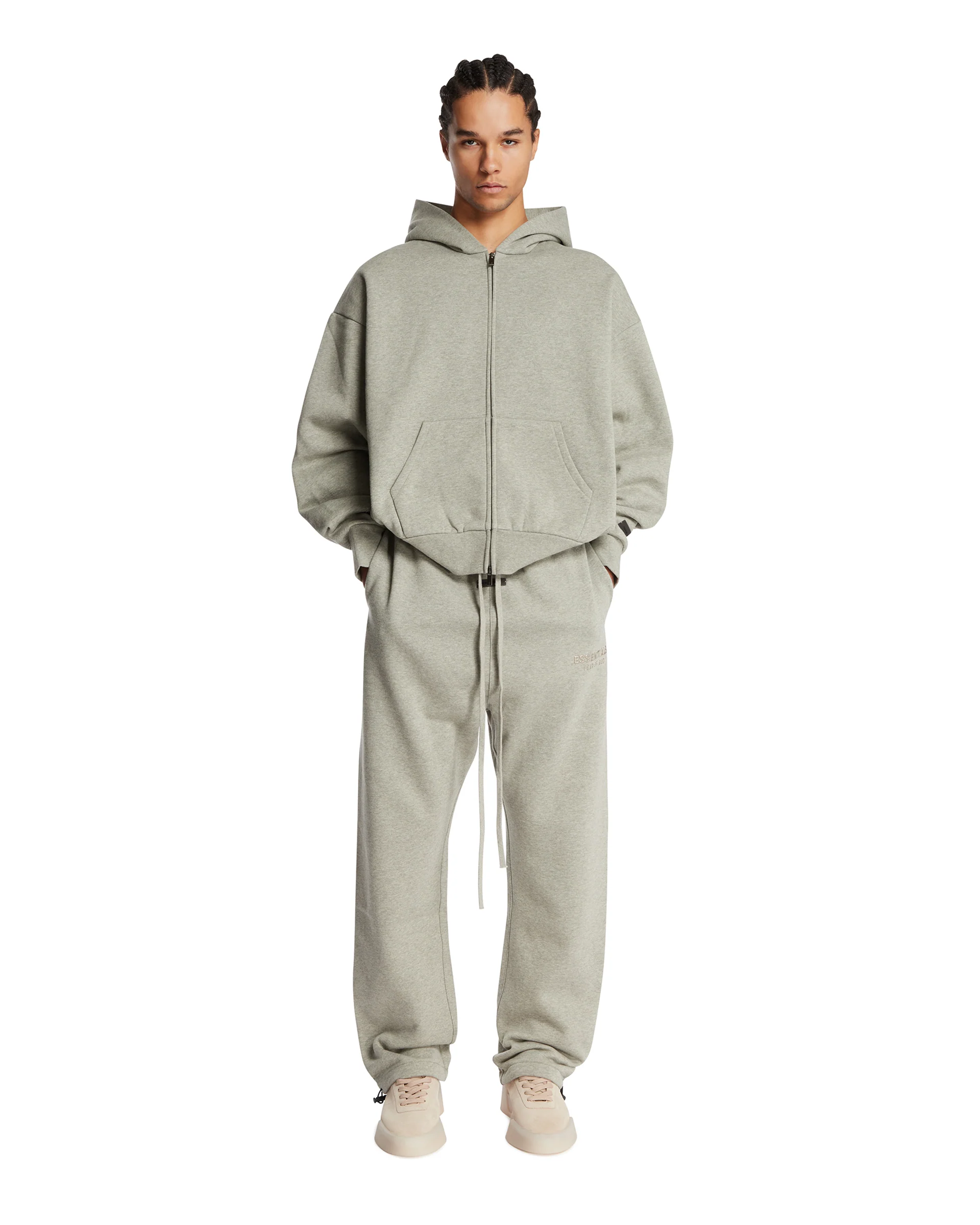 Felpa Classica Con Zip Grigia - Image 3