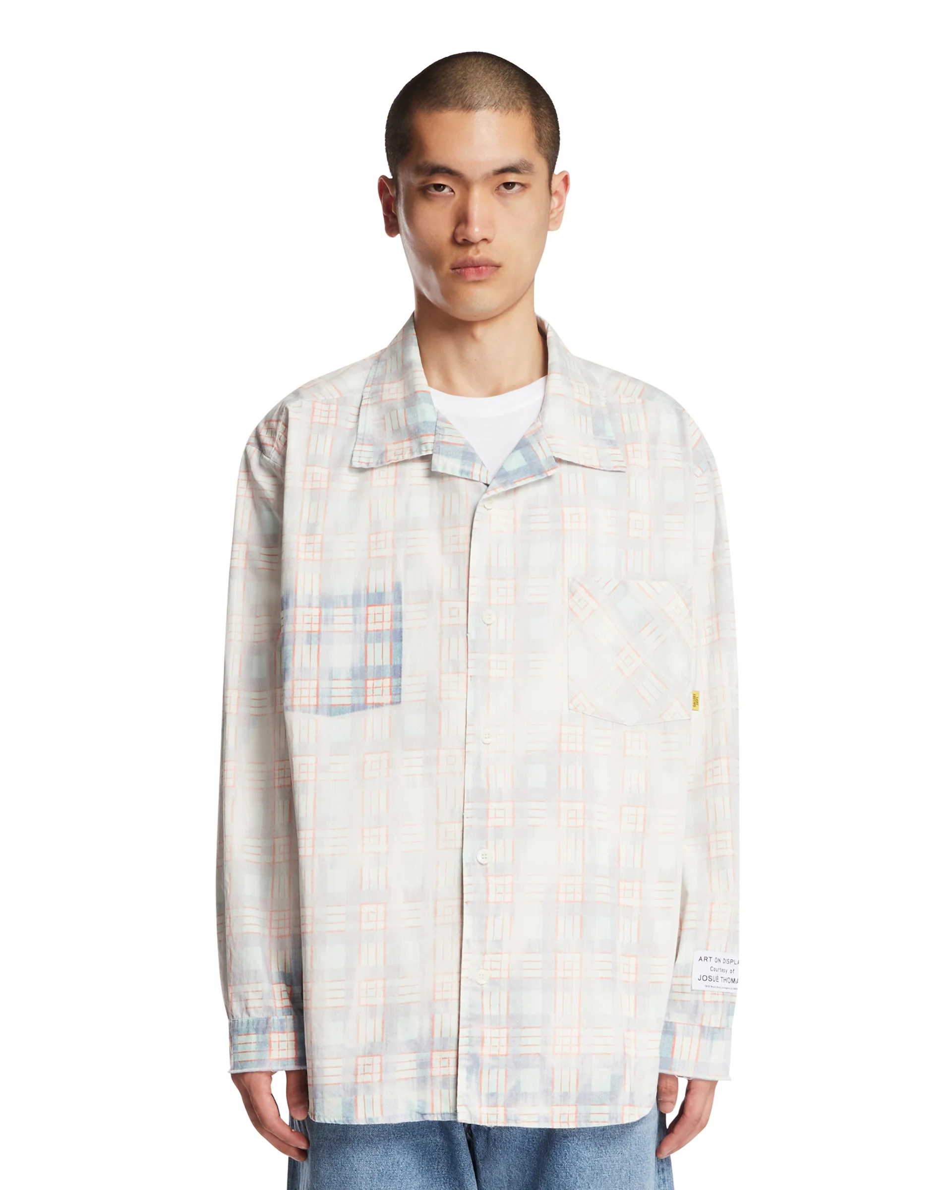 Camicia A Quadri Effetto Faded Blu