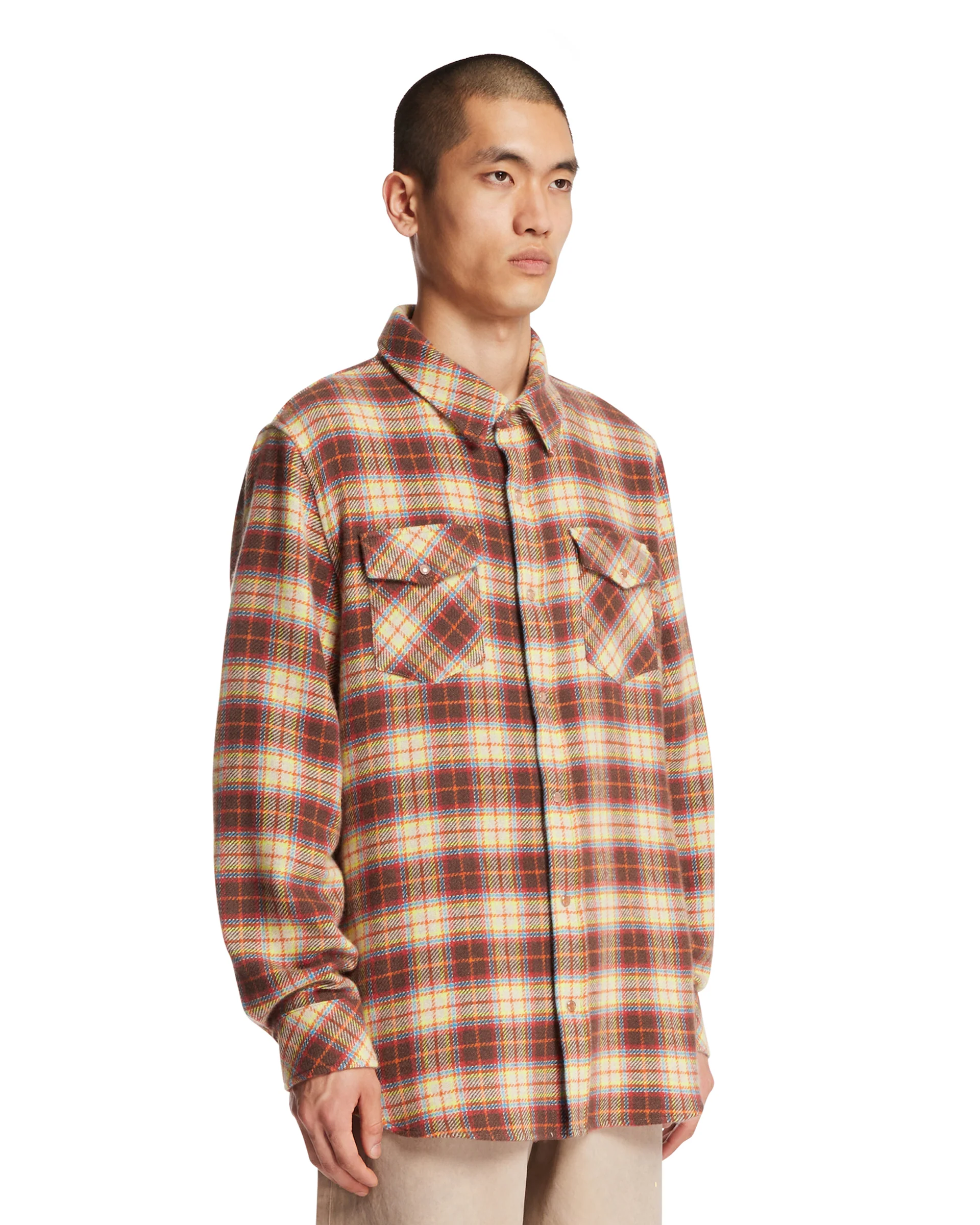 Camicia A Quadri In Cashmere Marrone - Image 2