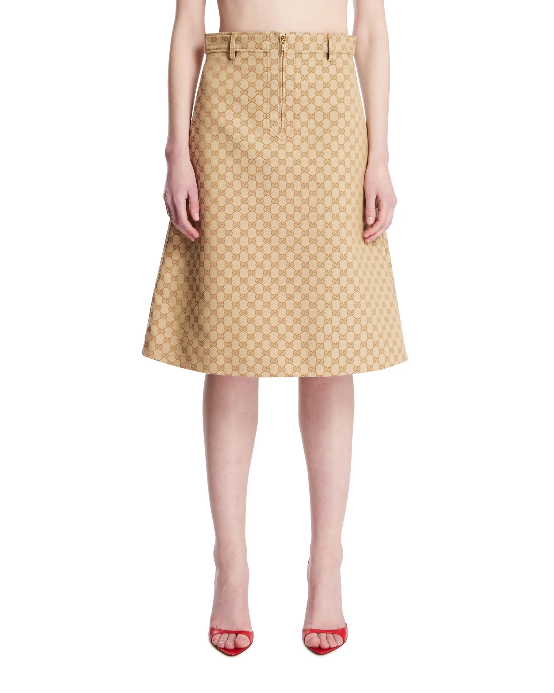 Gonna In Cotone GG Beige