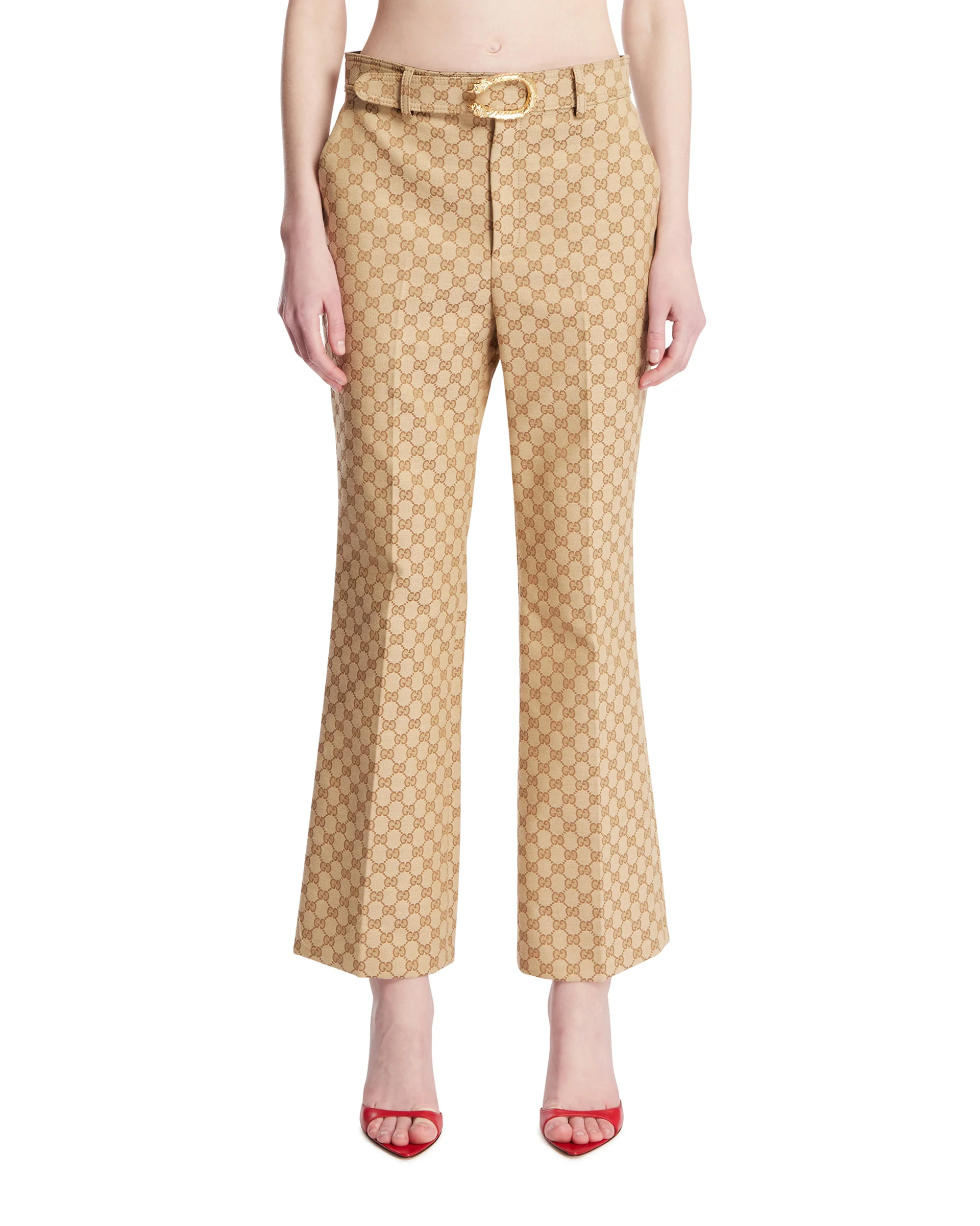 Pantaloni In Cotone GG Beige