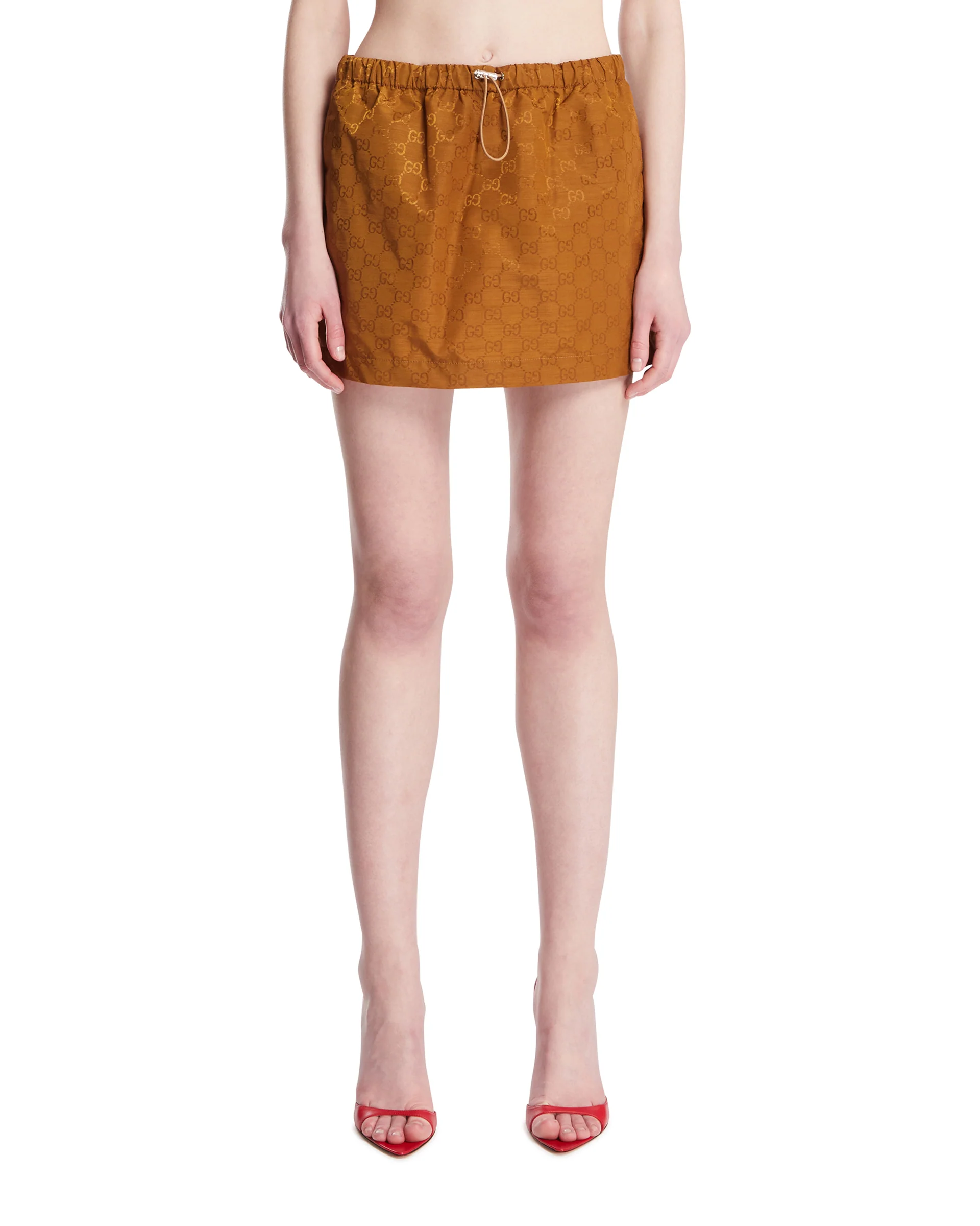 Minigonna Con Coulisse GG Beige