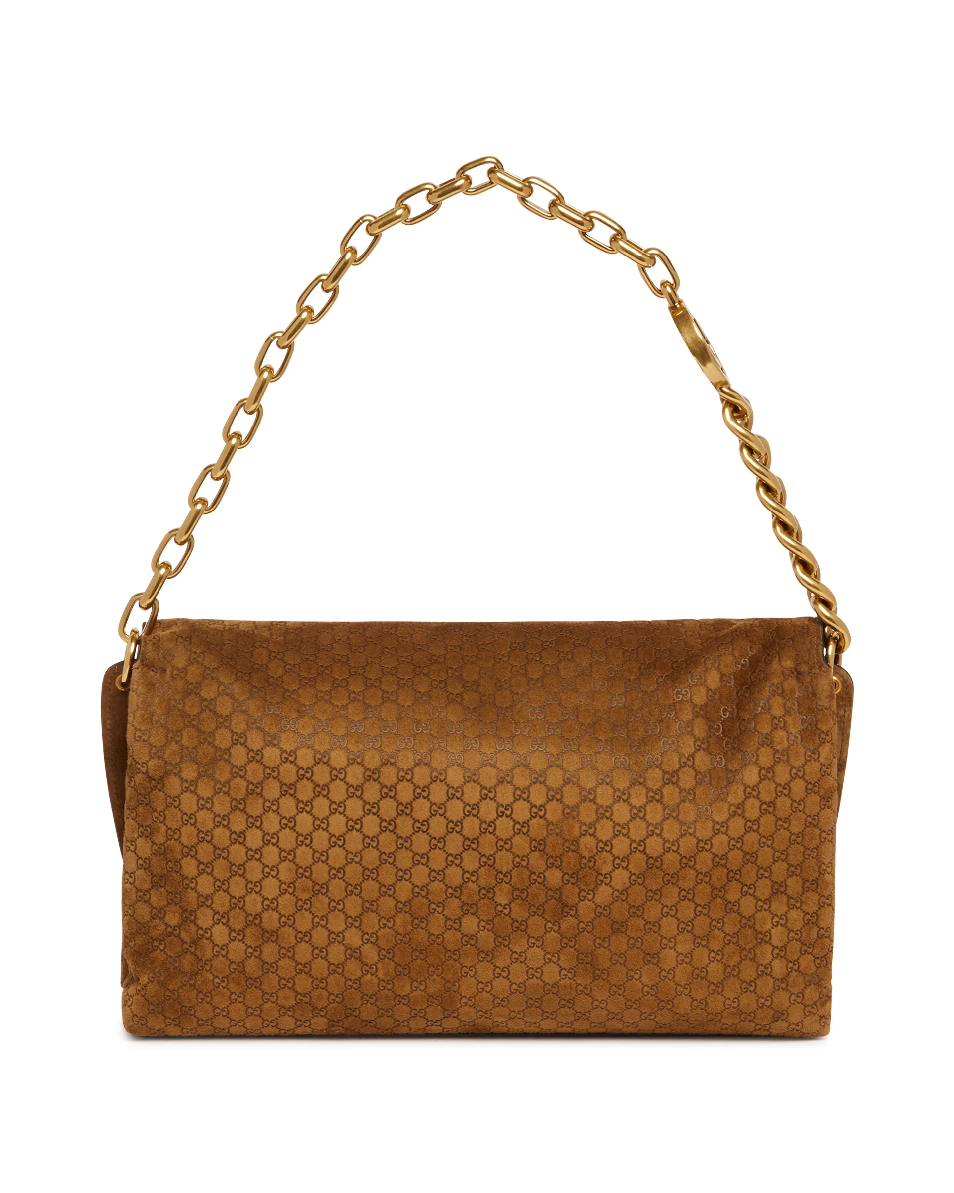 Borsa A Spalla Con Catena Grande Marrone - Image 6