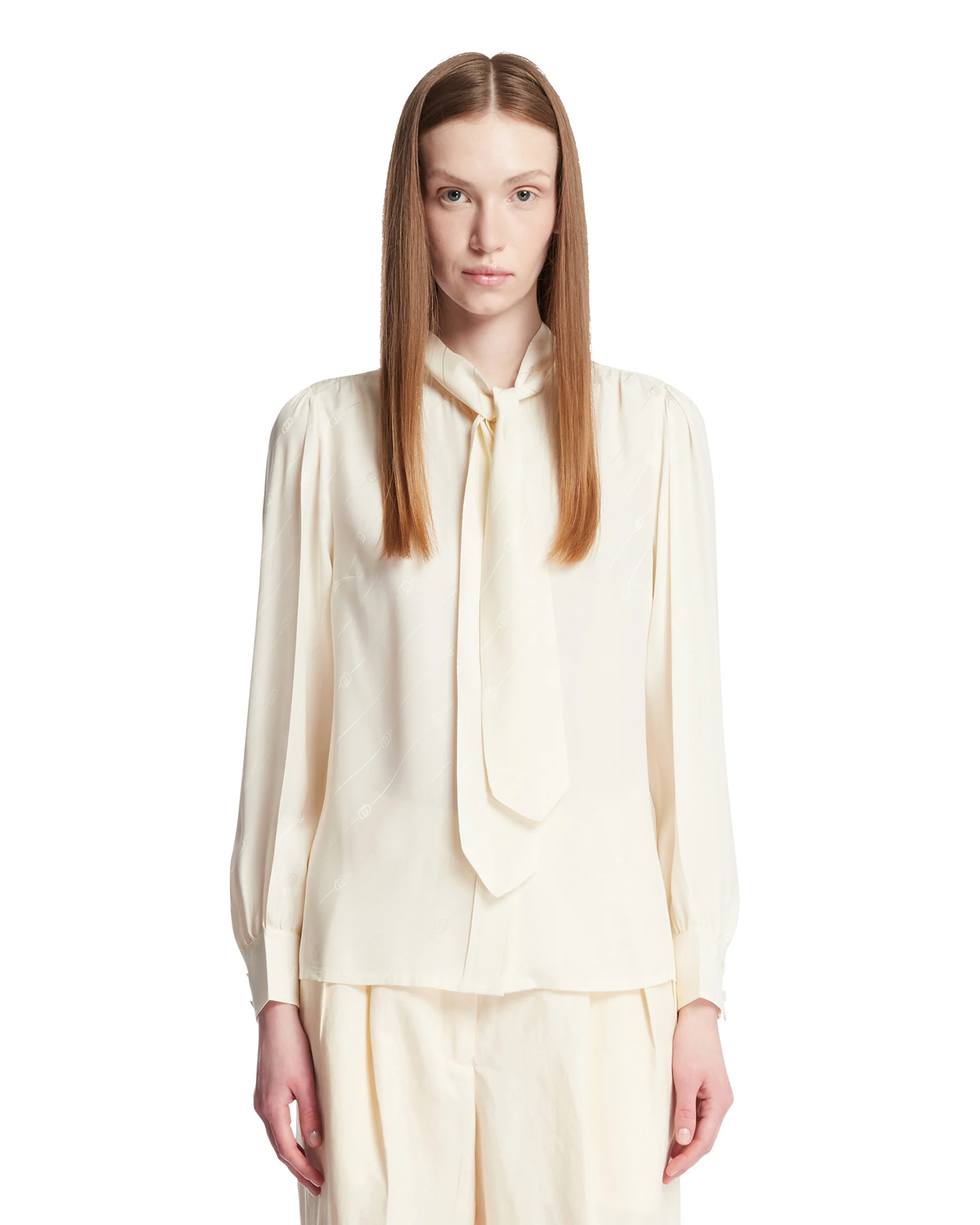 Camicia In Crepe Di Raso E Seta Bianca