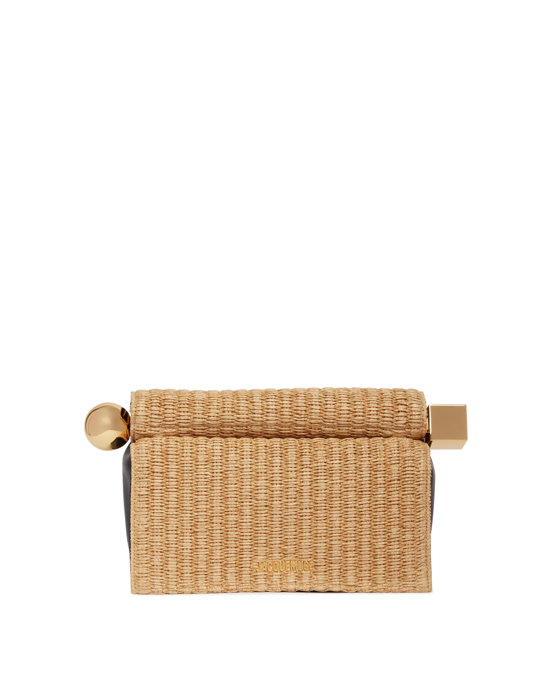Pochette Rond Carr In Rafia Beige