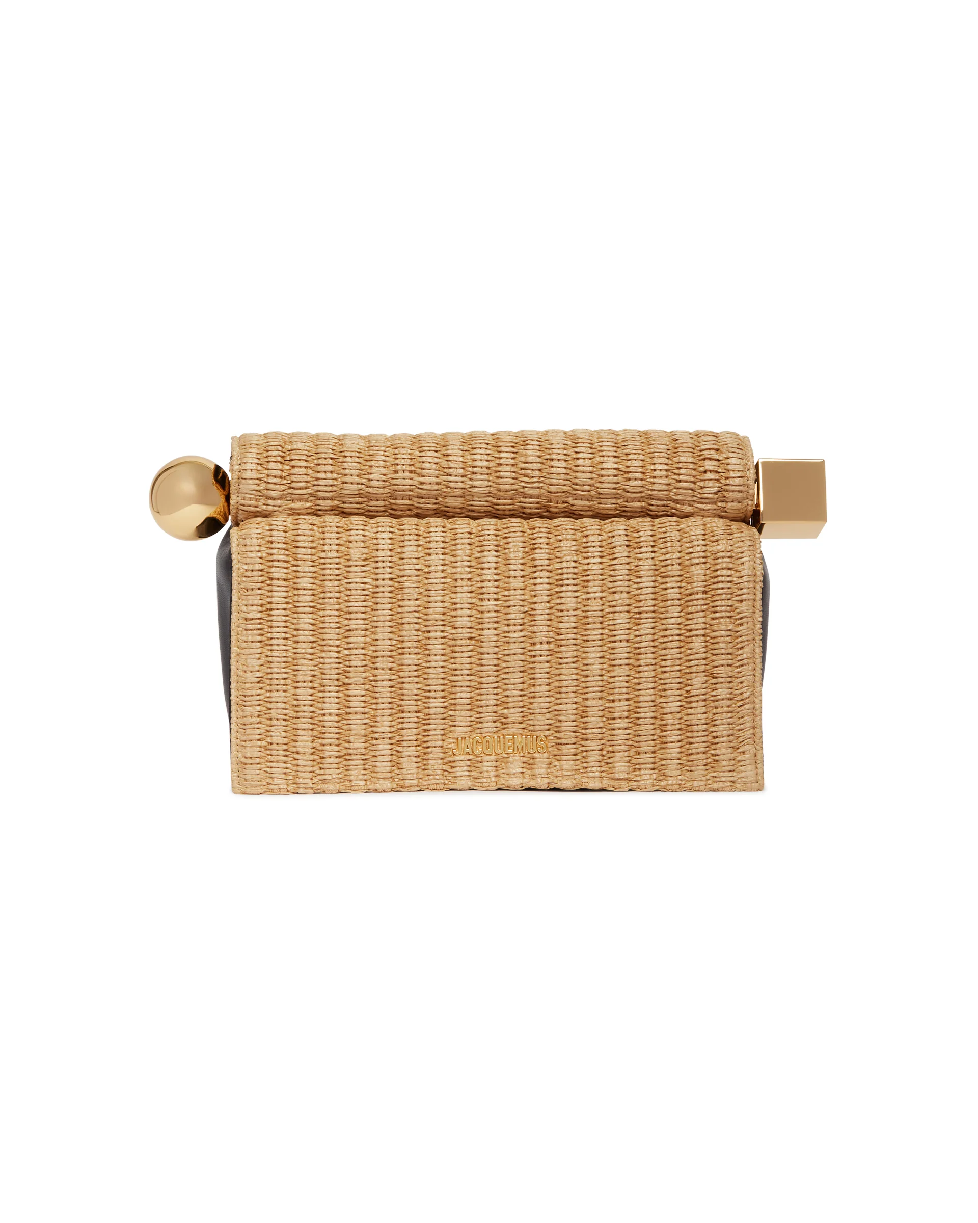 Pochette Rond Carr In Rafia Beige - Image 2