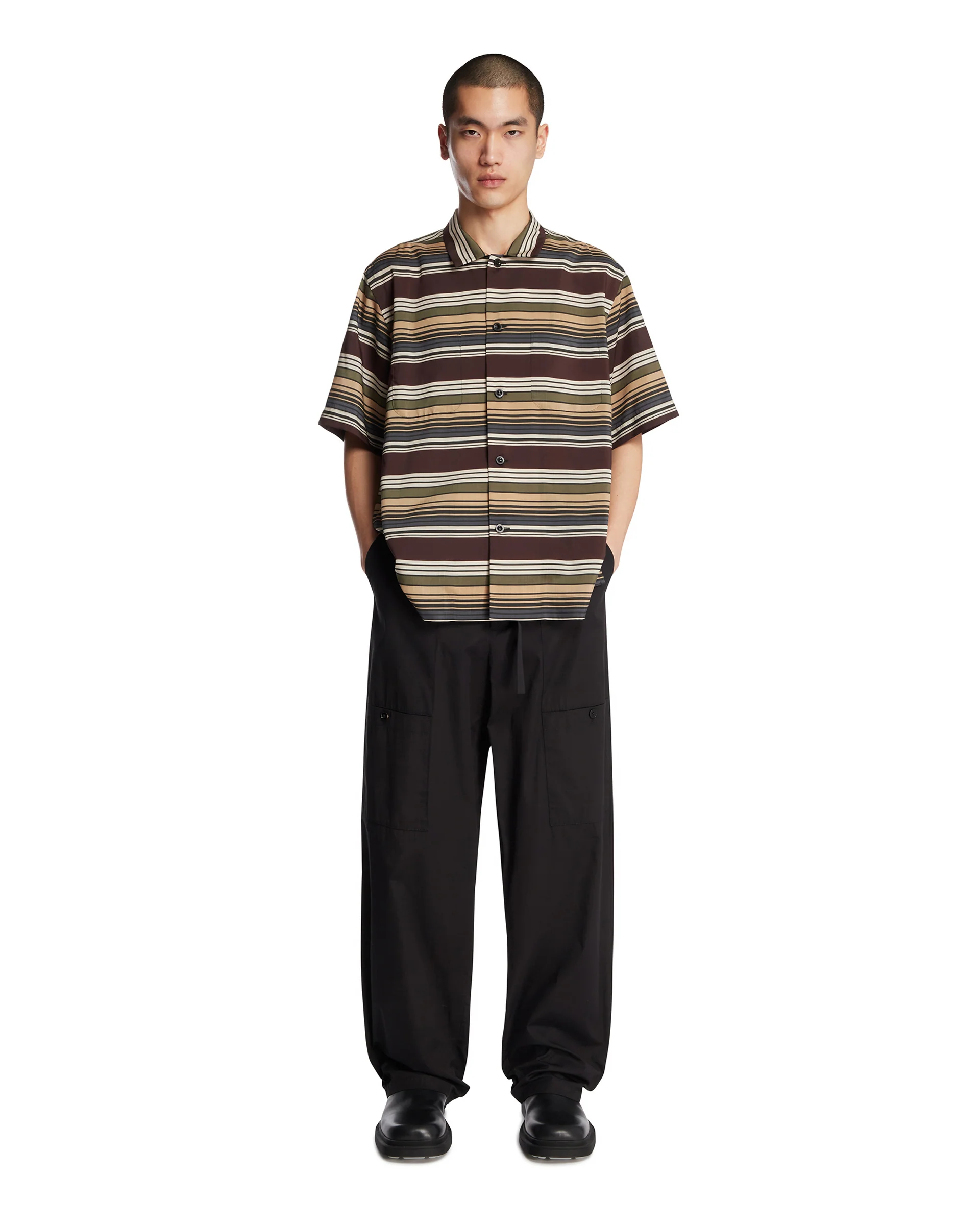 Pantaloni Cargo In Popeline Neri - Image 3