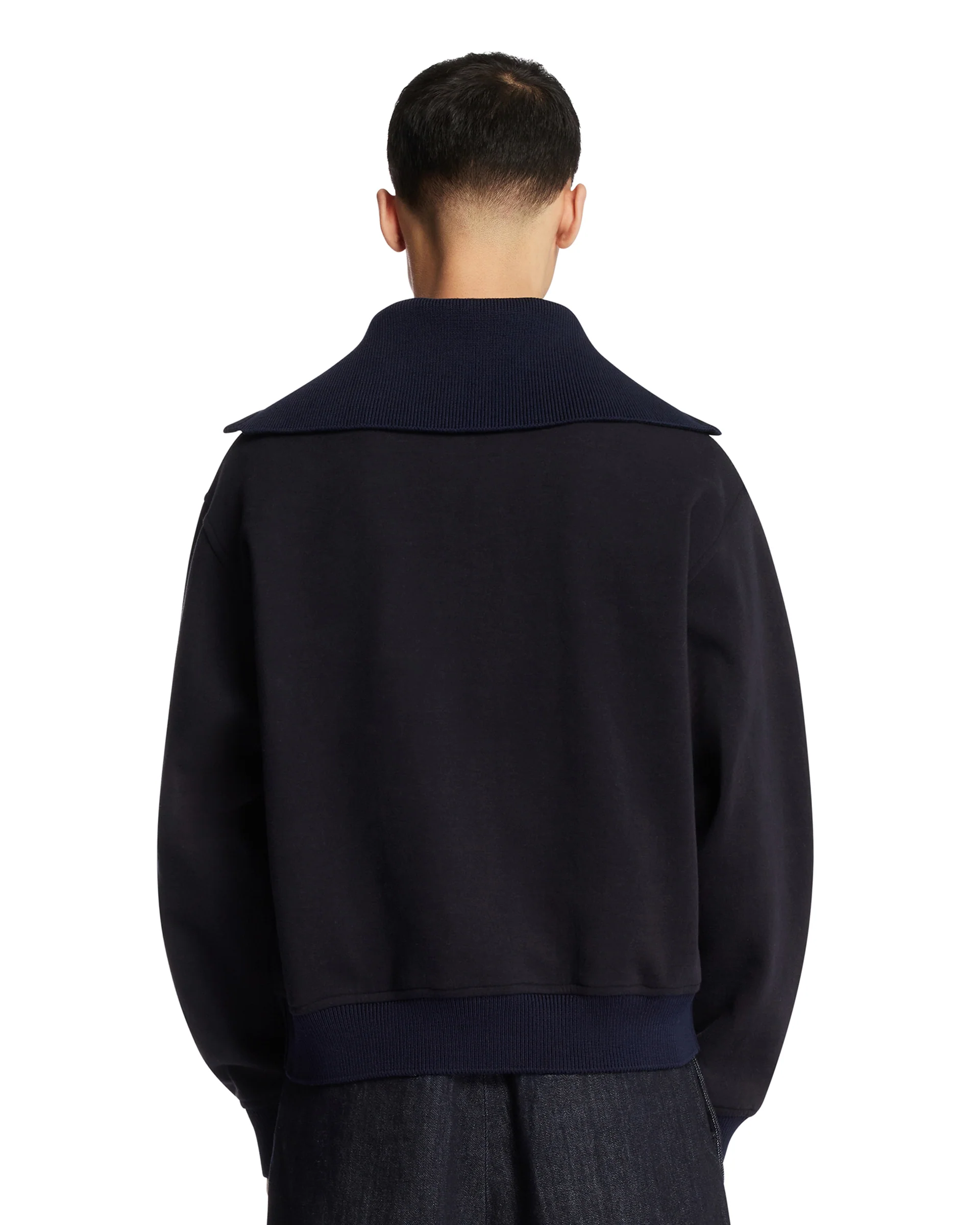 Felpa In Cotone Con Zip Blu - Image 5