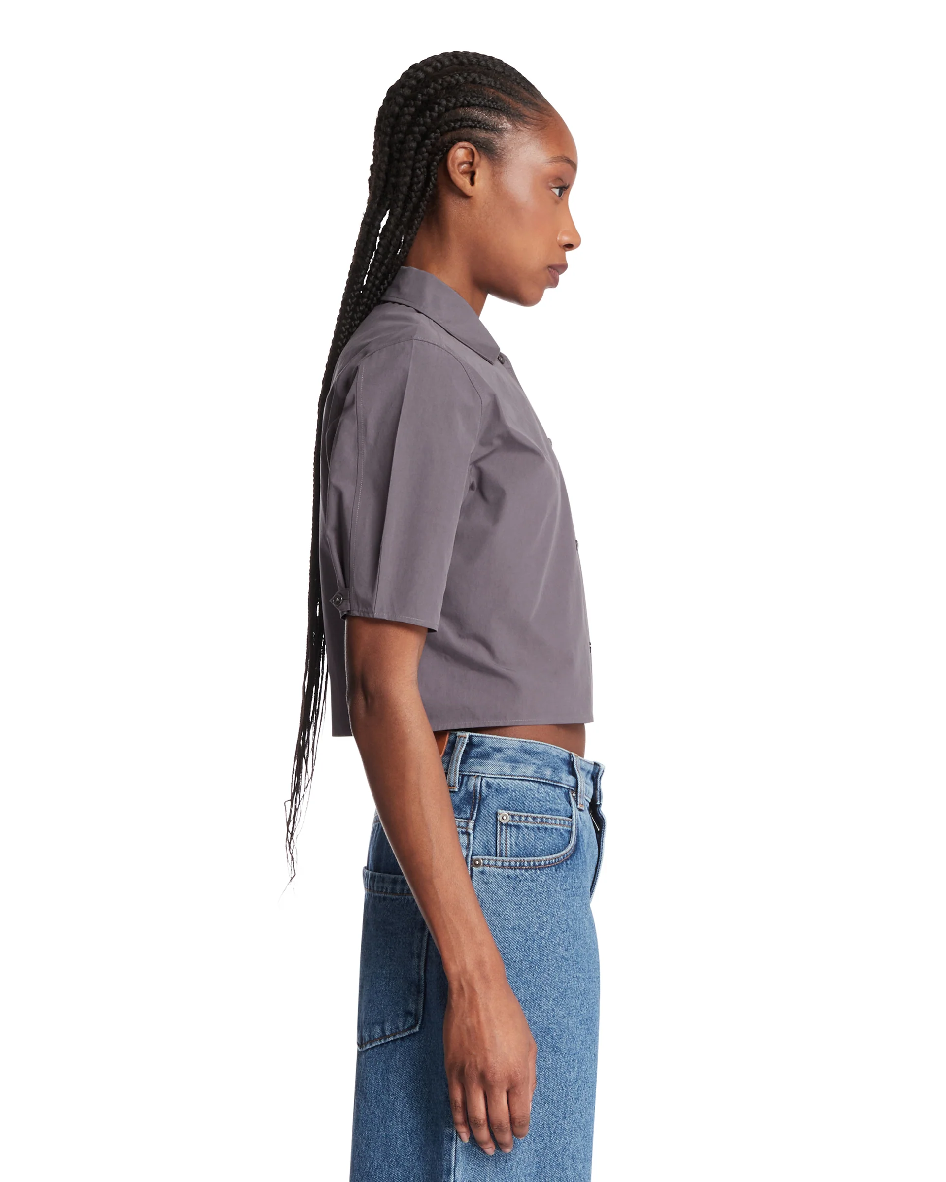 Camicia Cropped In Cotone Grigia - Image 4
