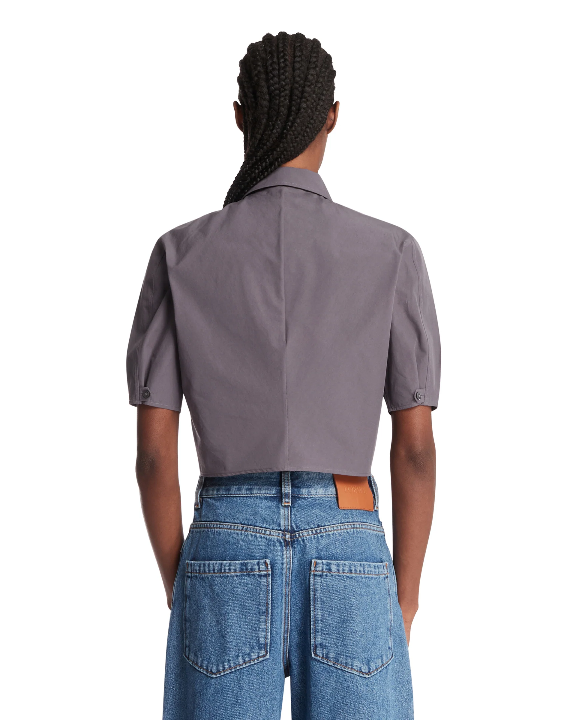 Camicia Cropped In Cotone Grigia - Image 5