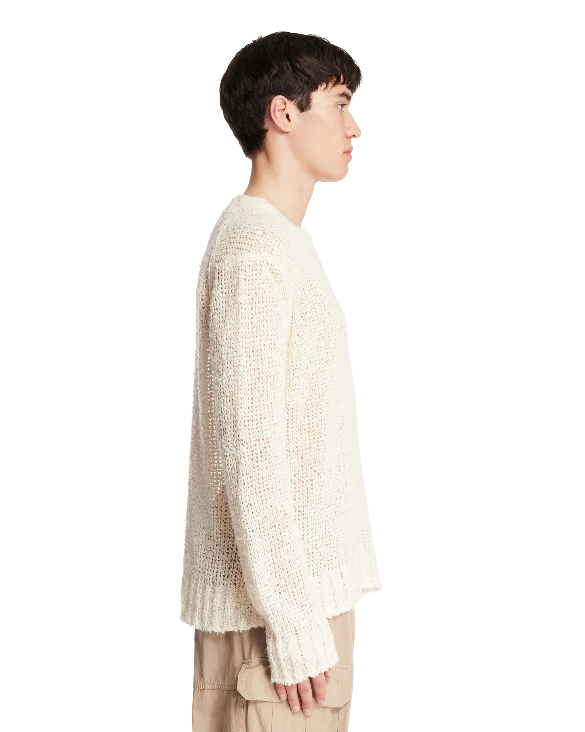 Maglione Traforato In Lino Bianco - Image 4