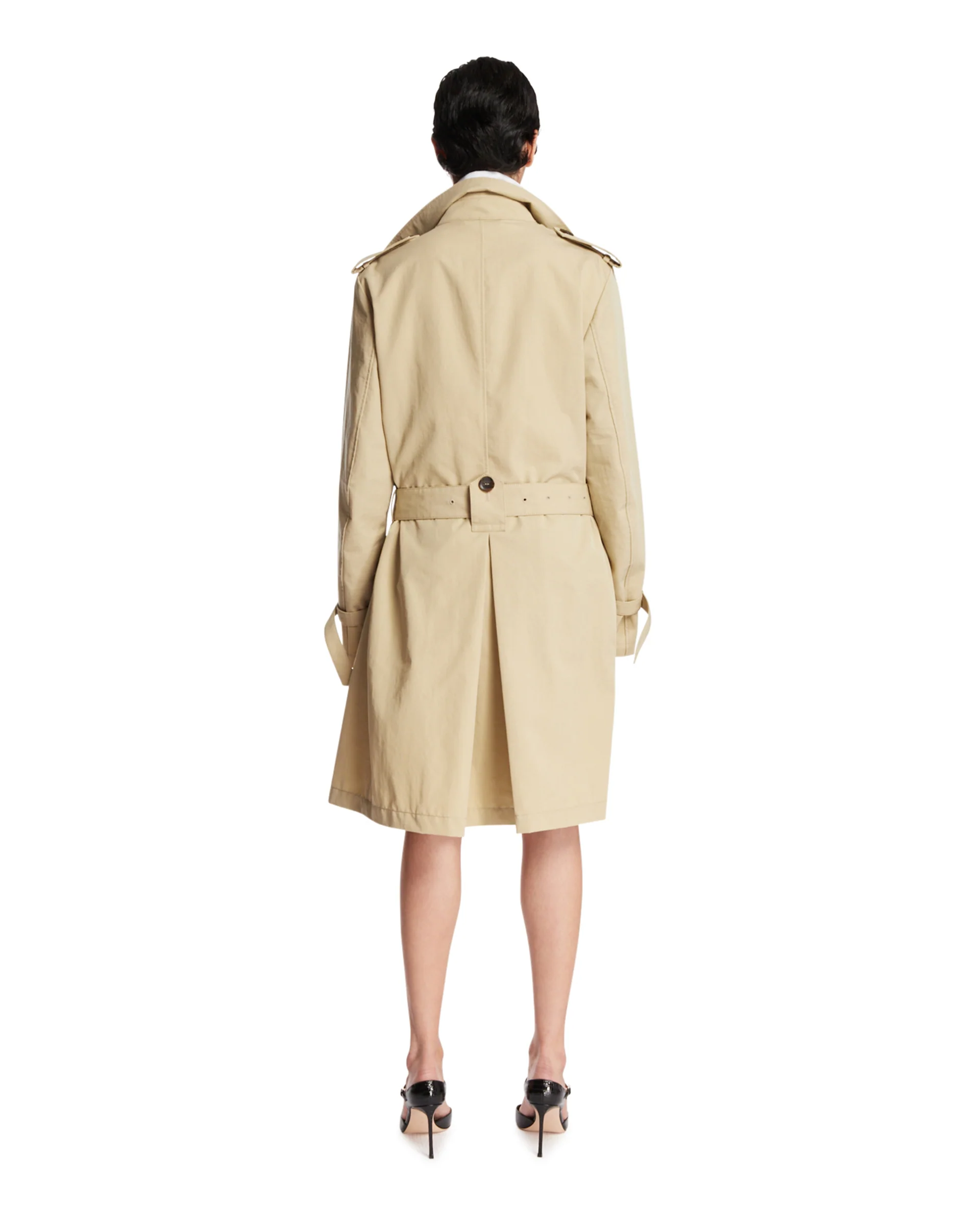 Trench Corto Con Cintura Beige - Image 4