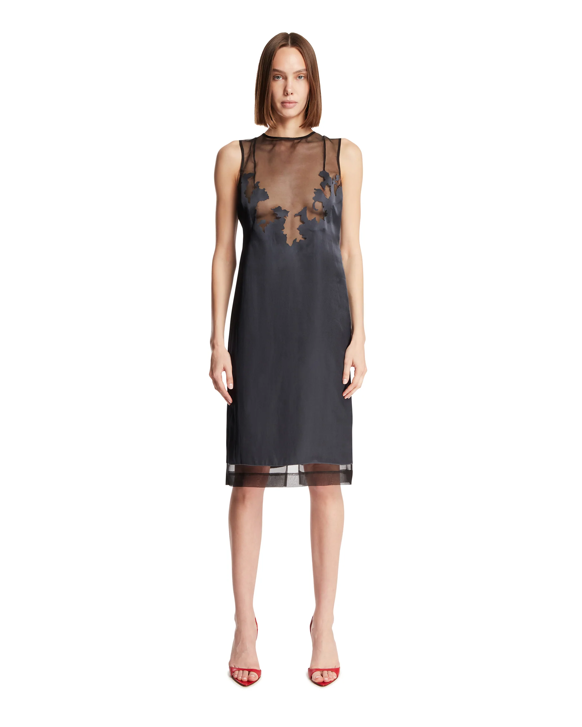Abito Cut-out In Pizzo Nero