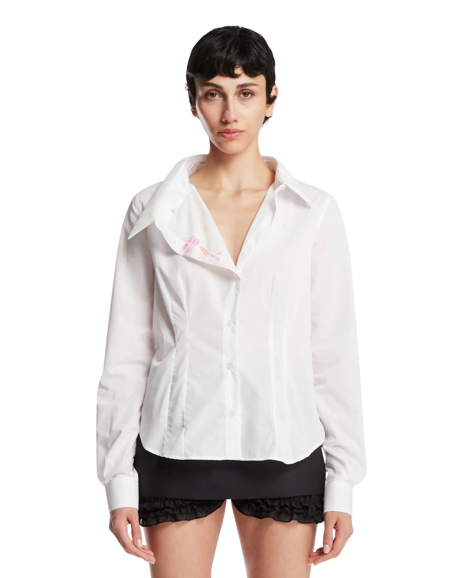 Camicia In Cotone Asimmetrica Bianca