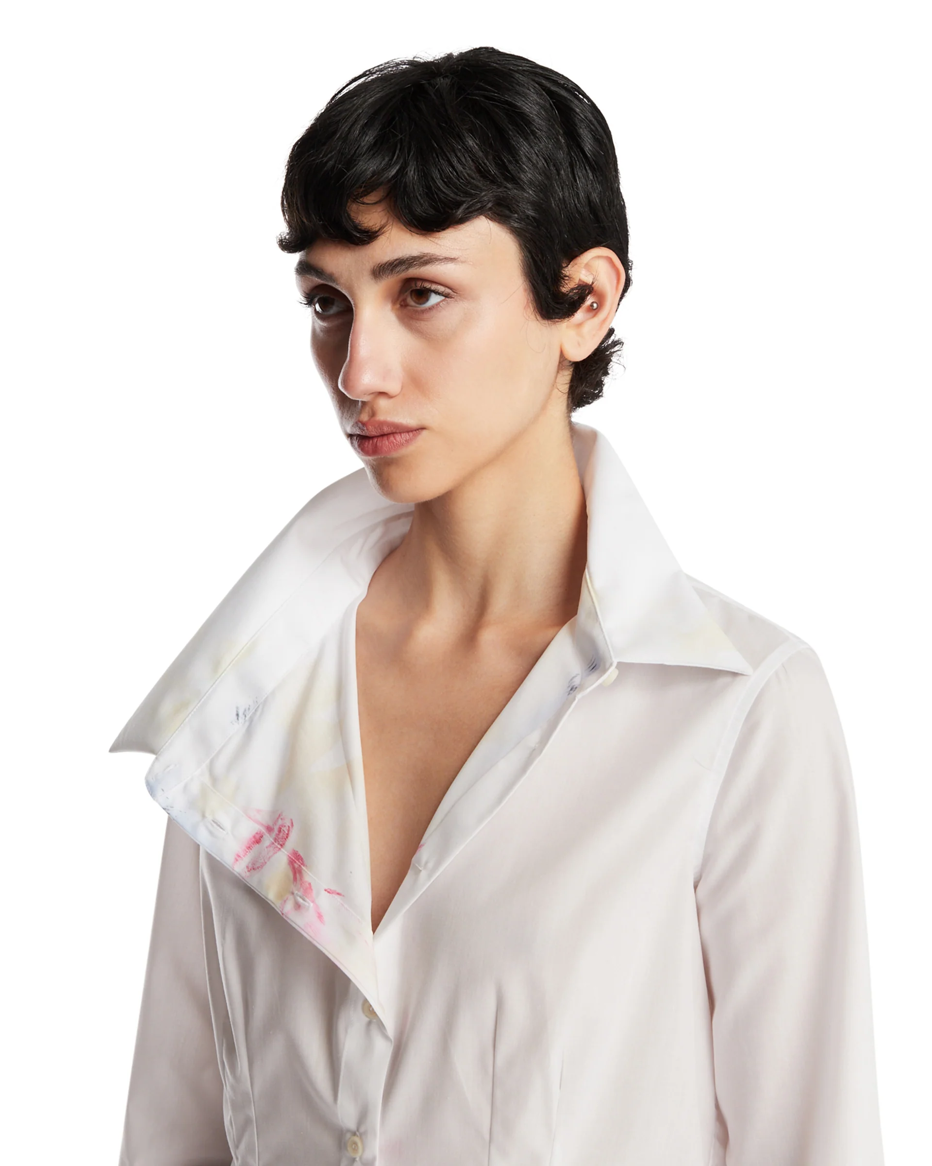 Camicia In Cotone Asimmetrica Bianca - Image 5
