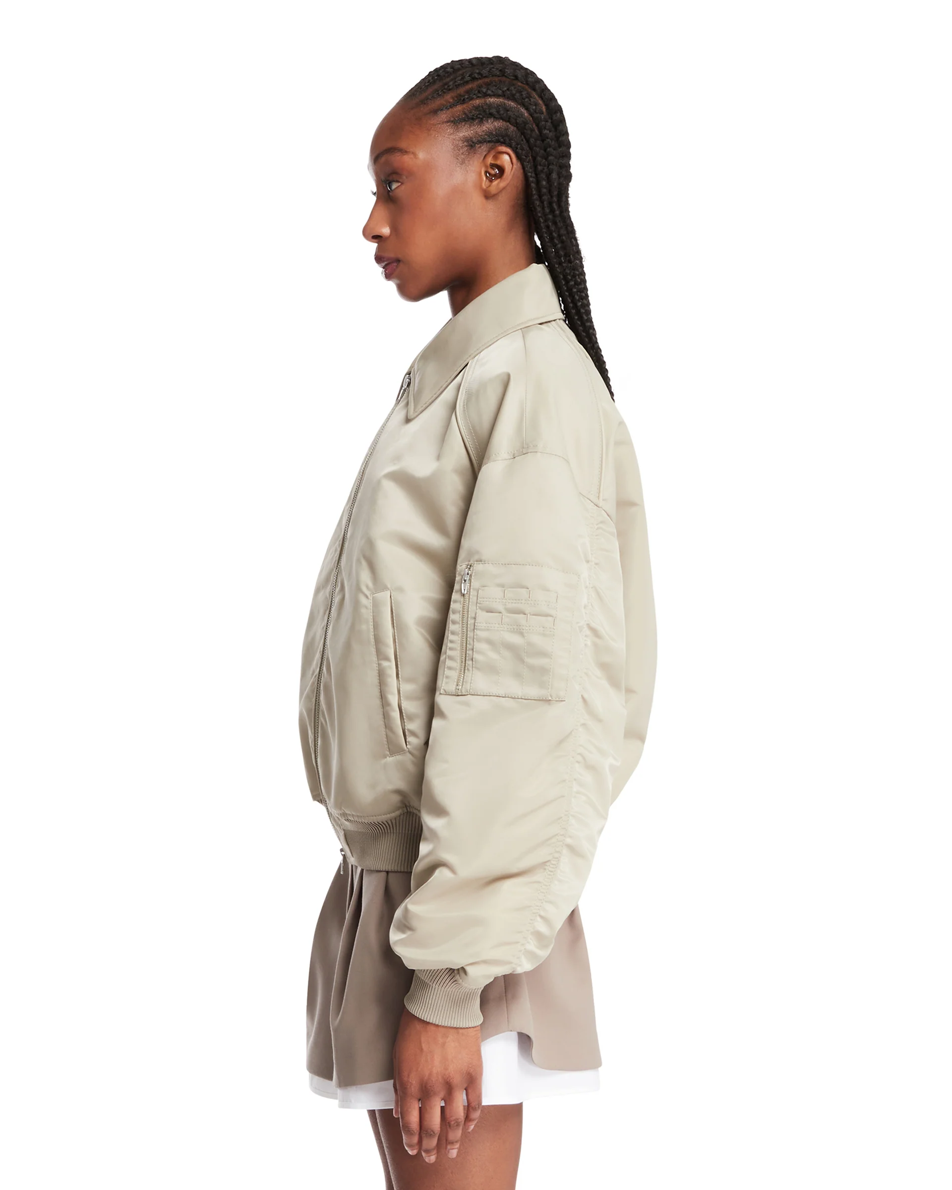 Giacca Bomber In Nylon Beige - Image 4
