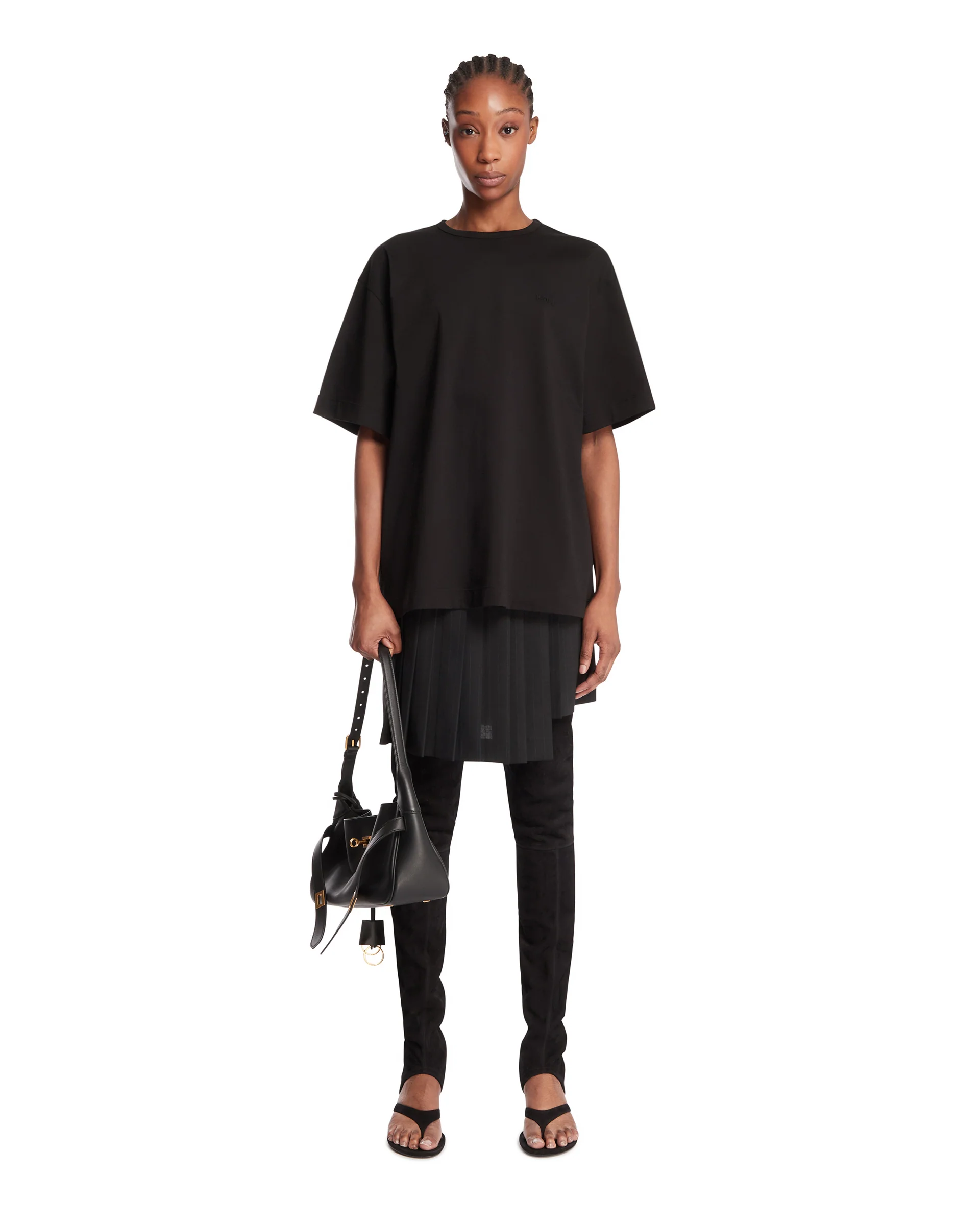 Gonna Asimmetrica A Pieghe Nera - Image 3