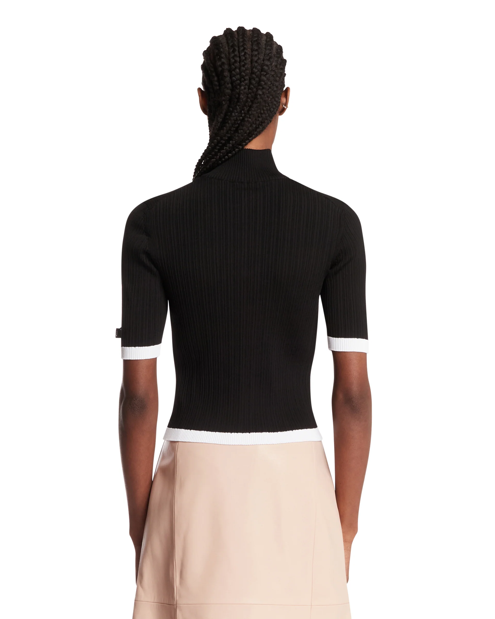 T-Shirt A Costine Con Zip Nera - Image 5
