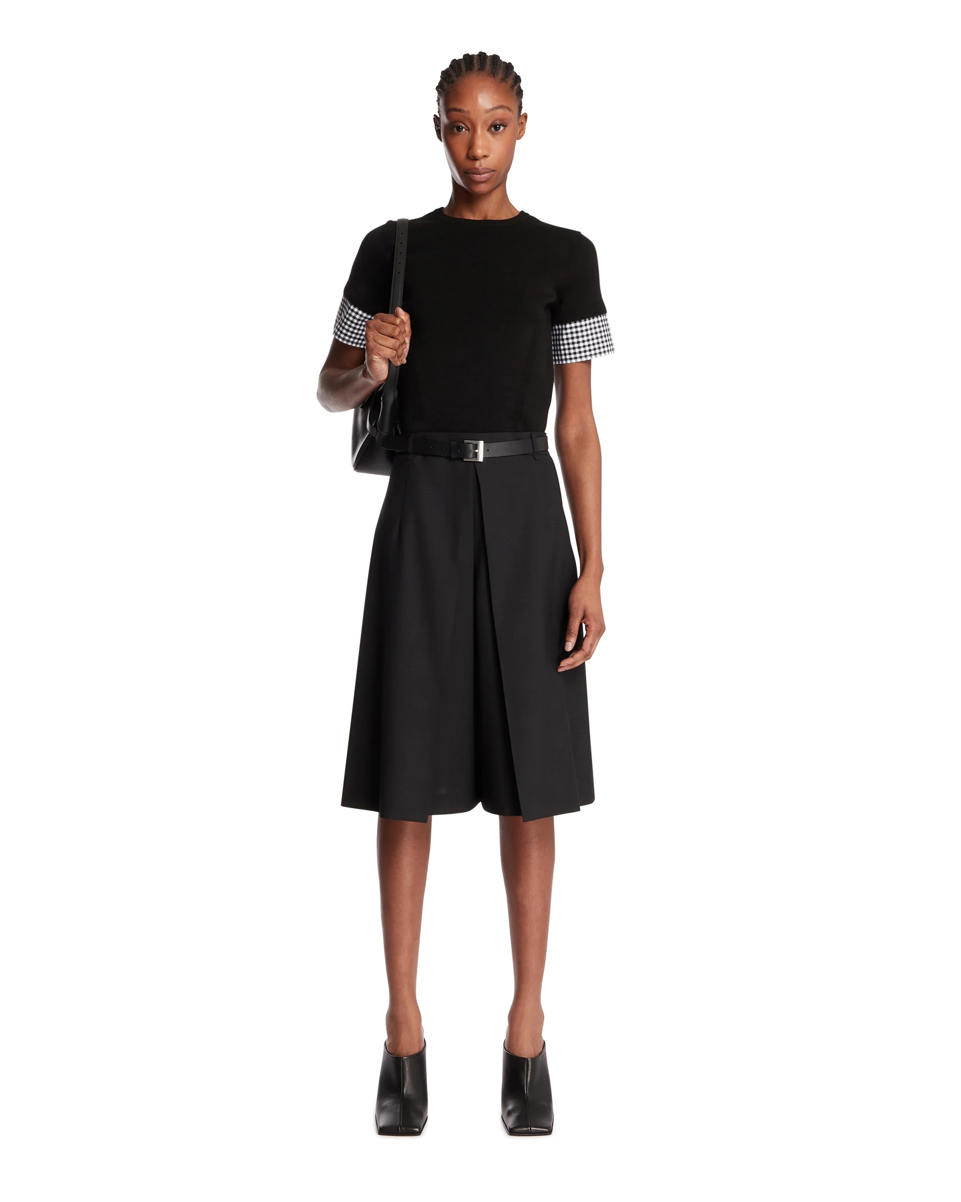 T-Shirt Con Inserti A Quadri Nera - Image 3