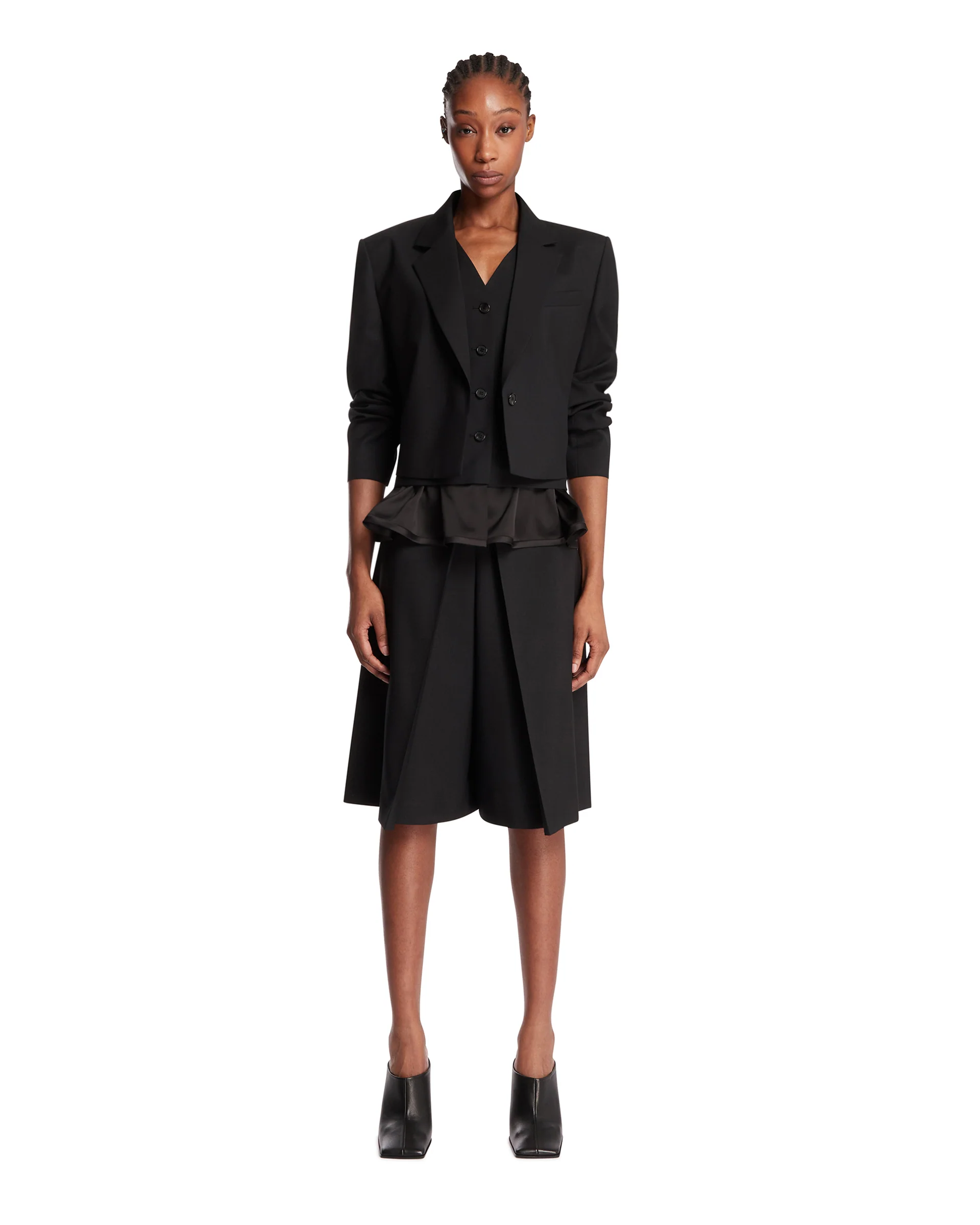 Giacca Cropped In Lana Nera - Image 3