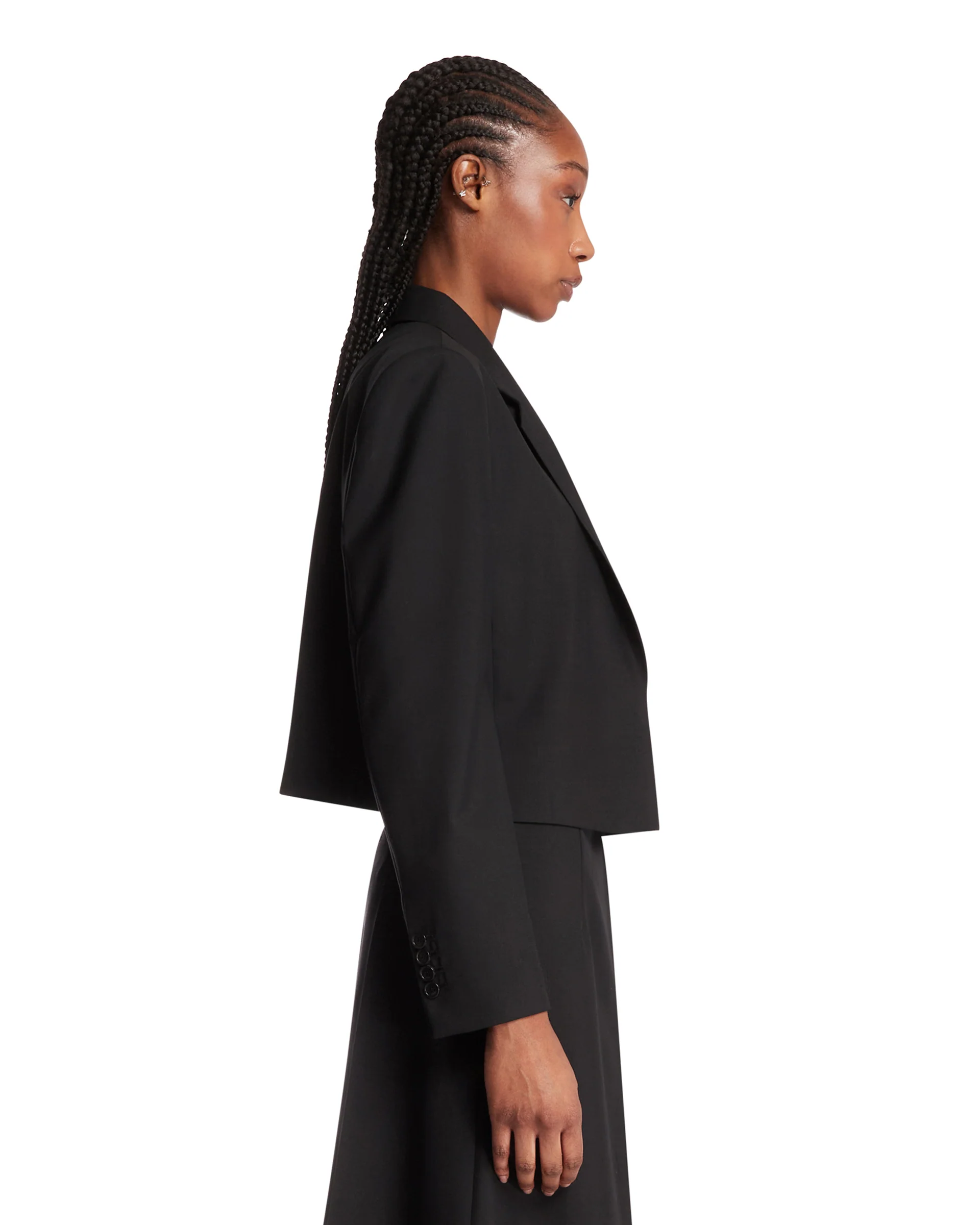 Giacca Cropped In Lana Nera - Image 4