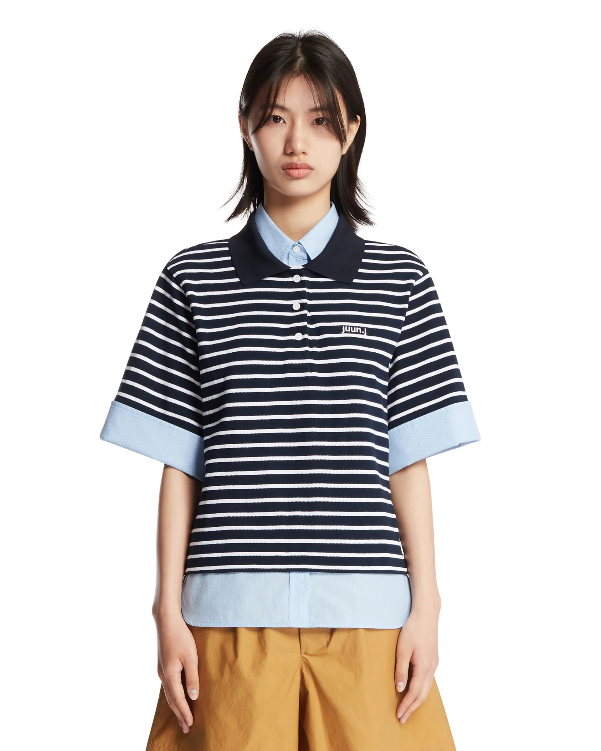 Polo A Doppio Strato Blu
