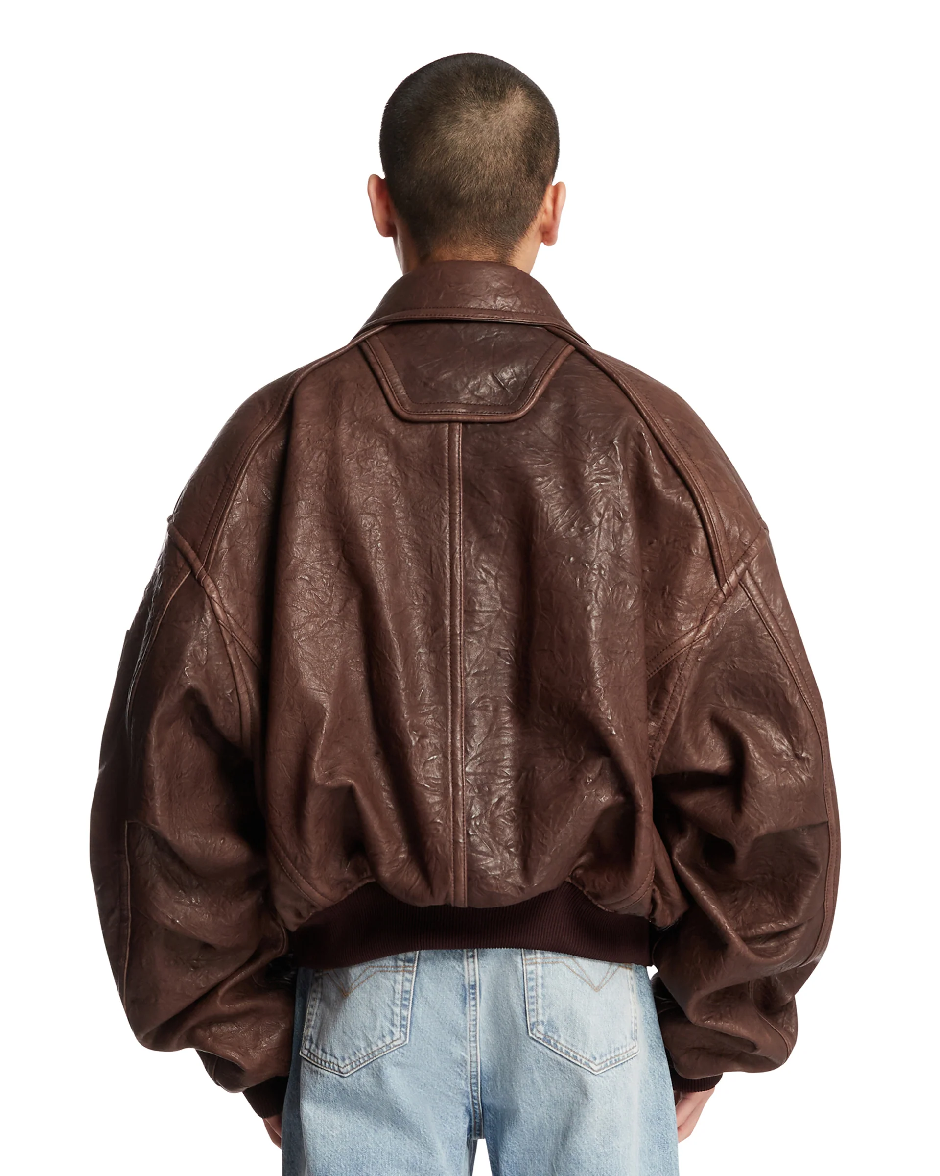 Giacca In Pelle Oversize Marrone - Image 5