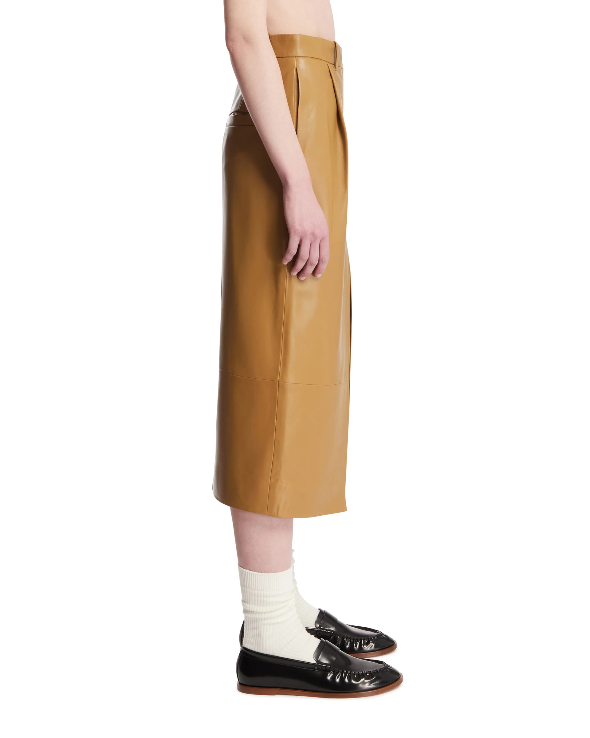 Gonna Anden In Pelle Beige - Image 4