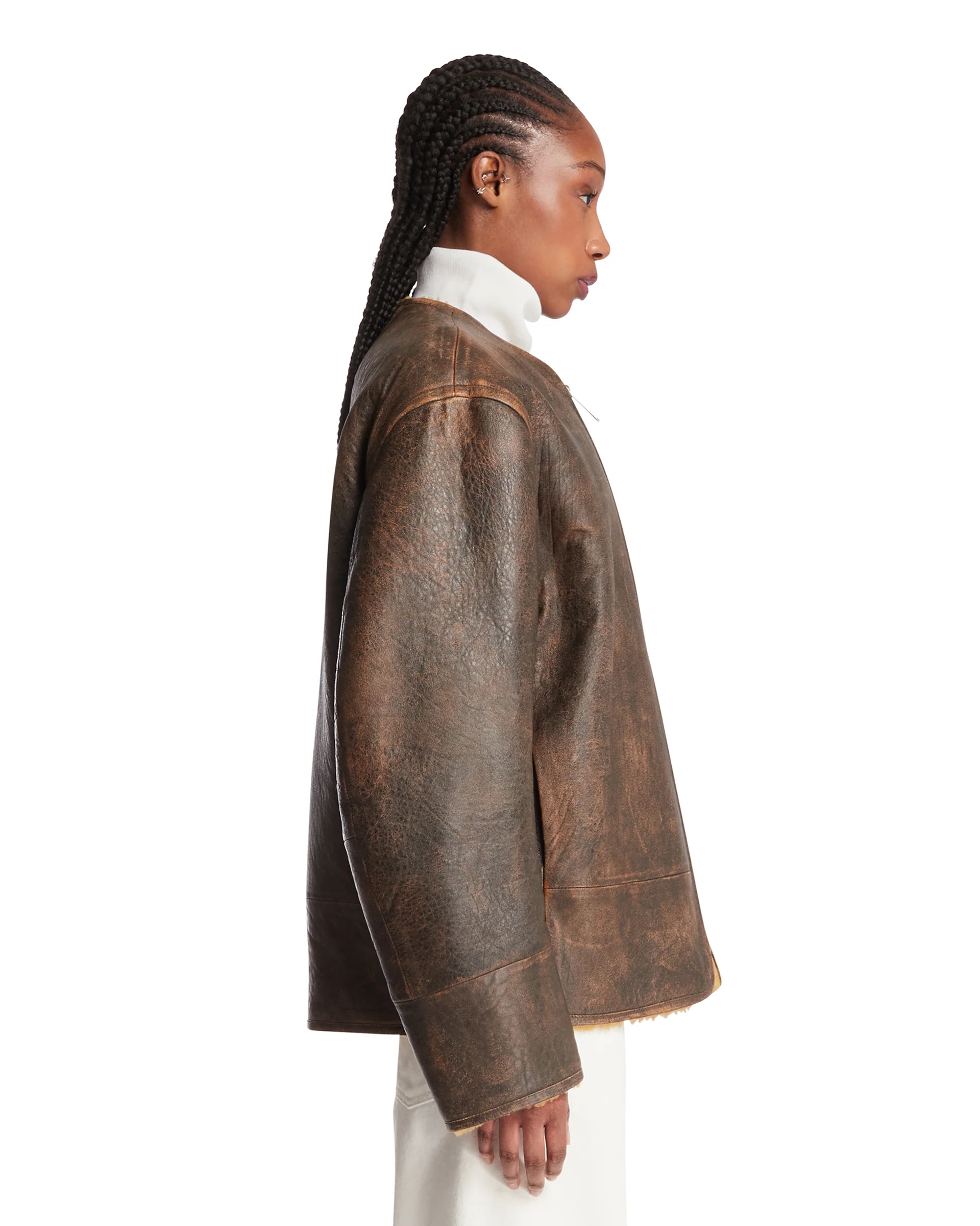 Giacca Ruban In Pelle Marrone - Image 4