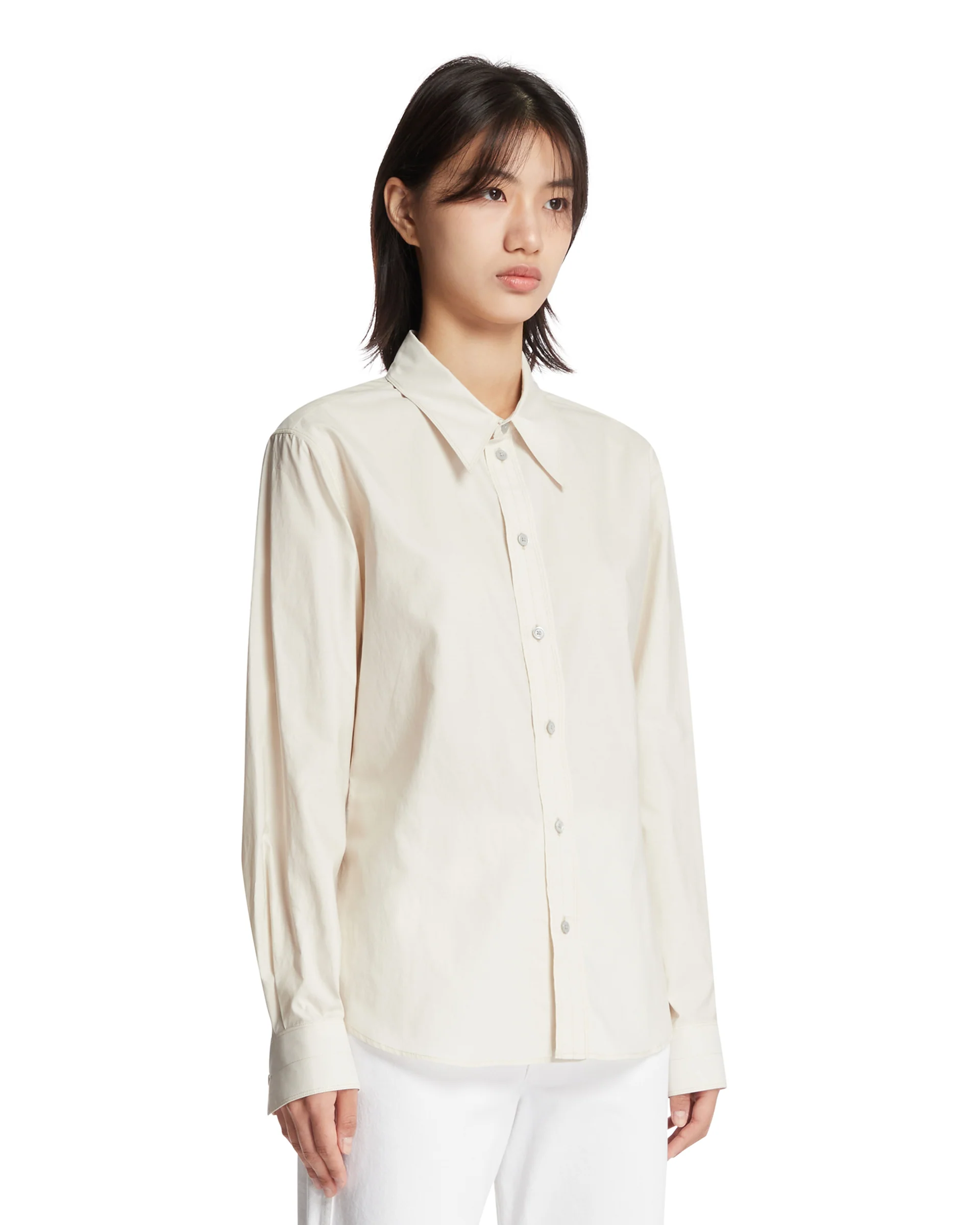 Camicia In Cotone E Seta Beige - Image 2