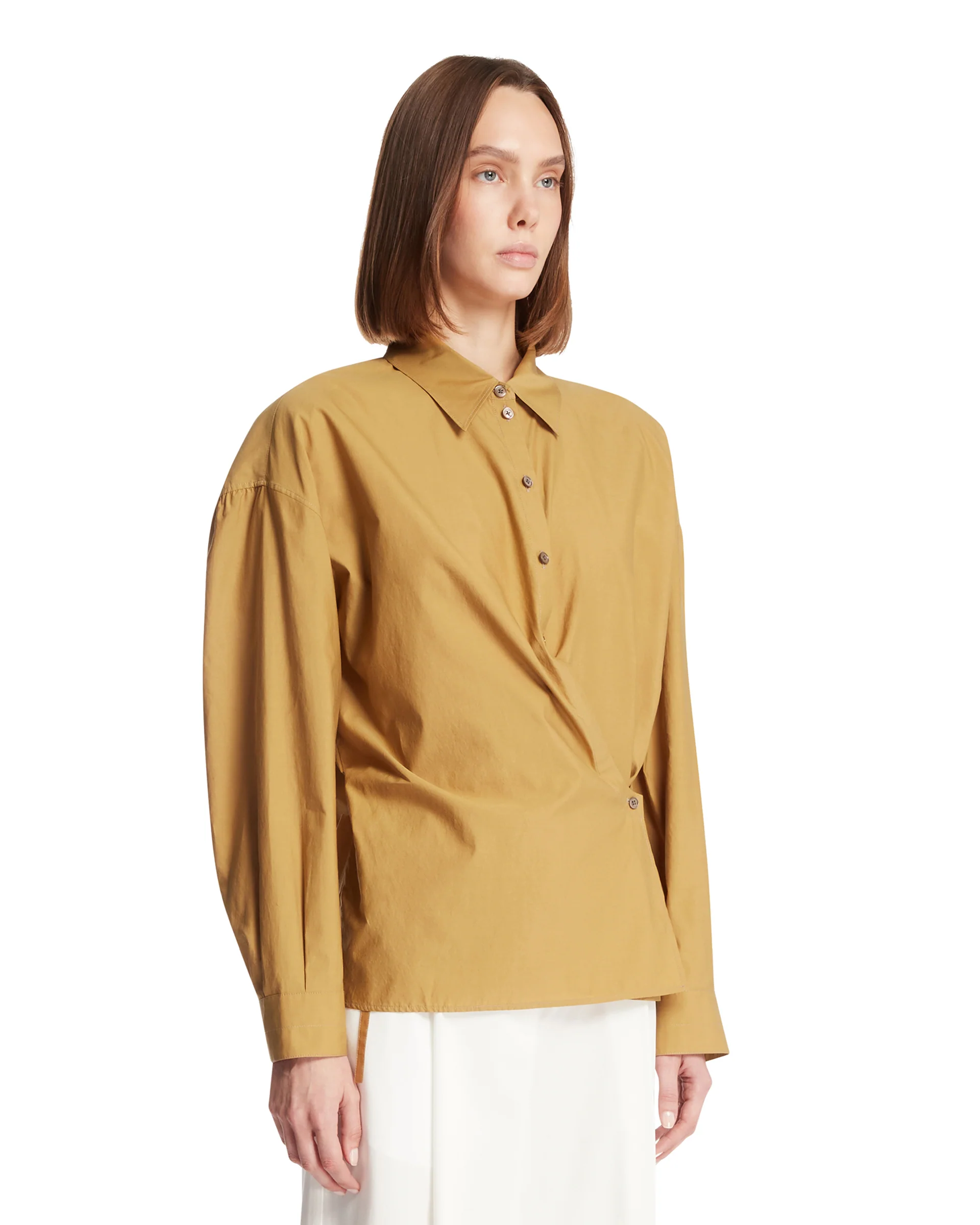 Camicia Twisted In Cotone E Seta Beige - Image 2